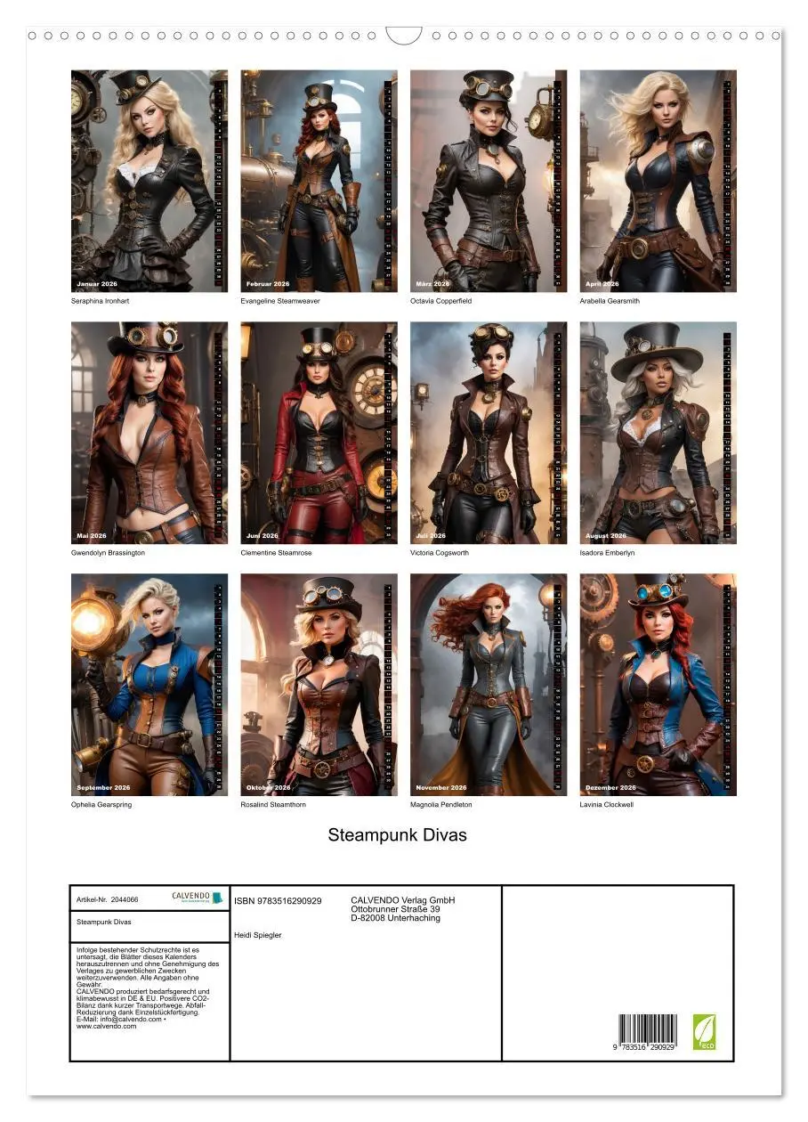 Bild: 9783516290929 | Steampunk Divas (Wandkalender 2026 DIN A2 hoch), CALVENDO...