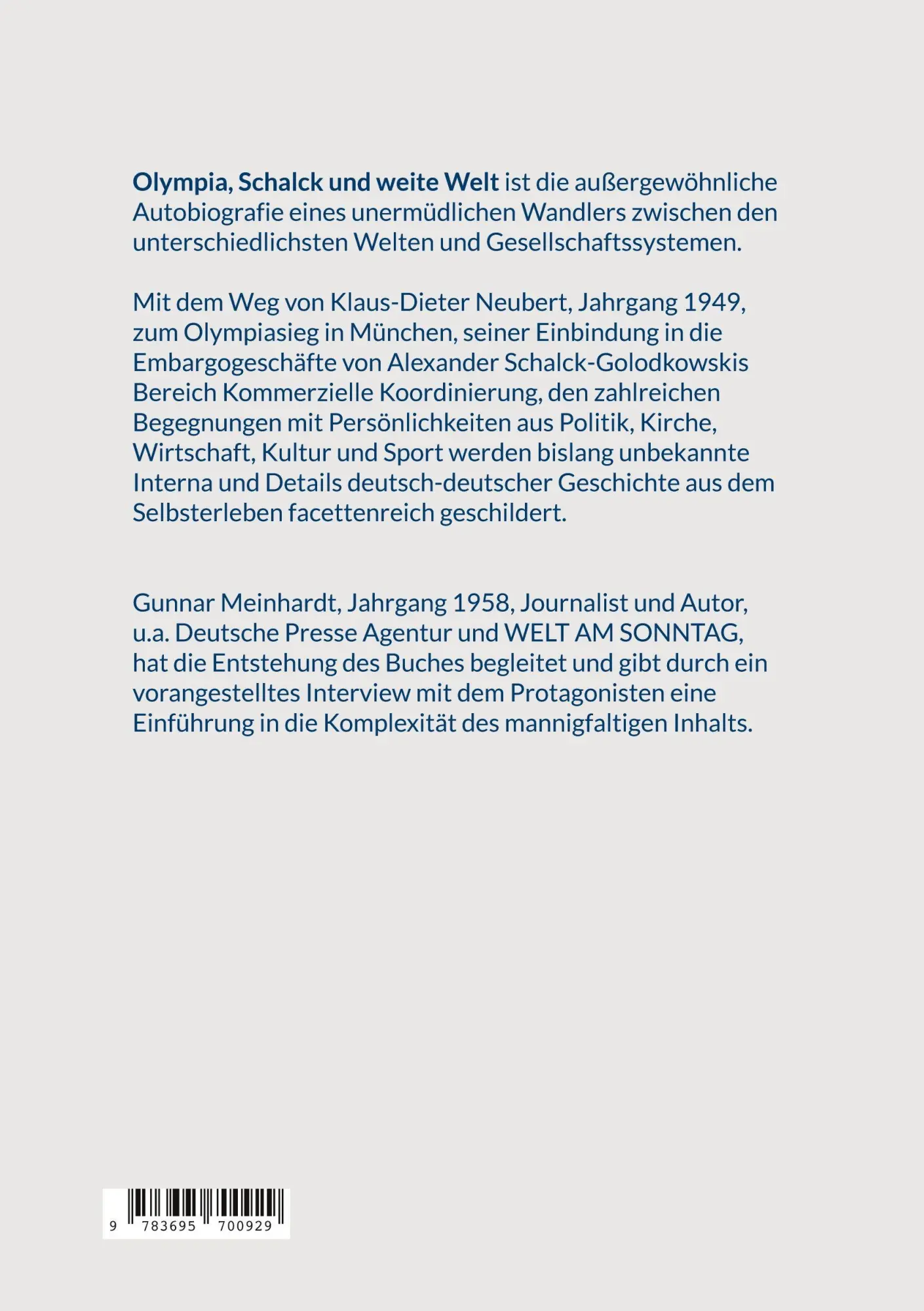 Rückseite: 9783695700929 | Olympia, Schalck und weite Welt | mit Gunnar Meinhardt | Buch | 456 S.
