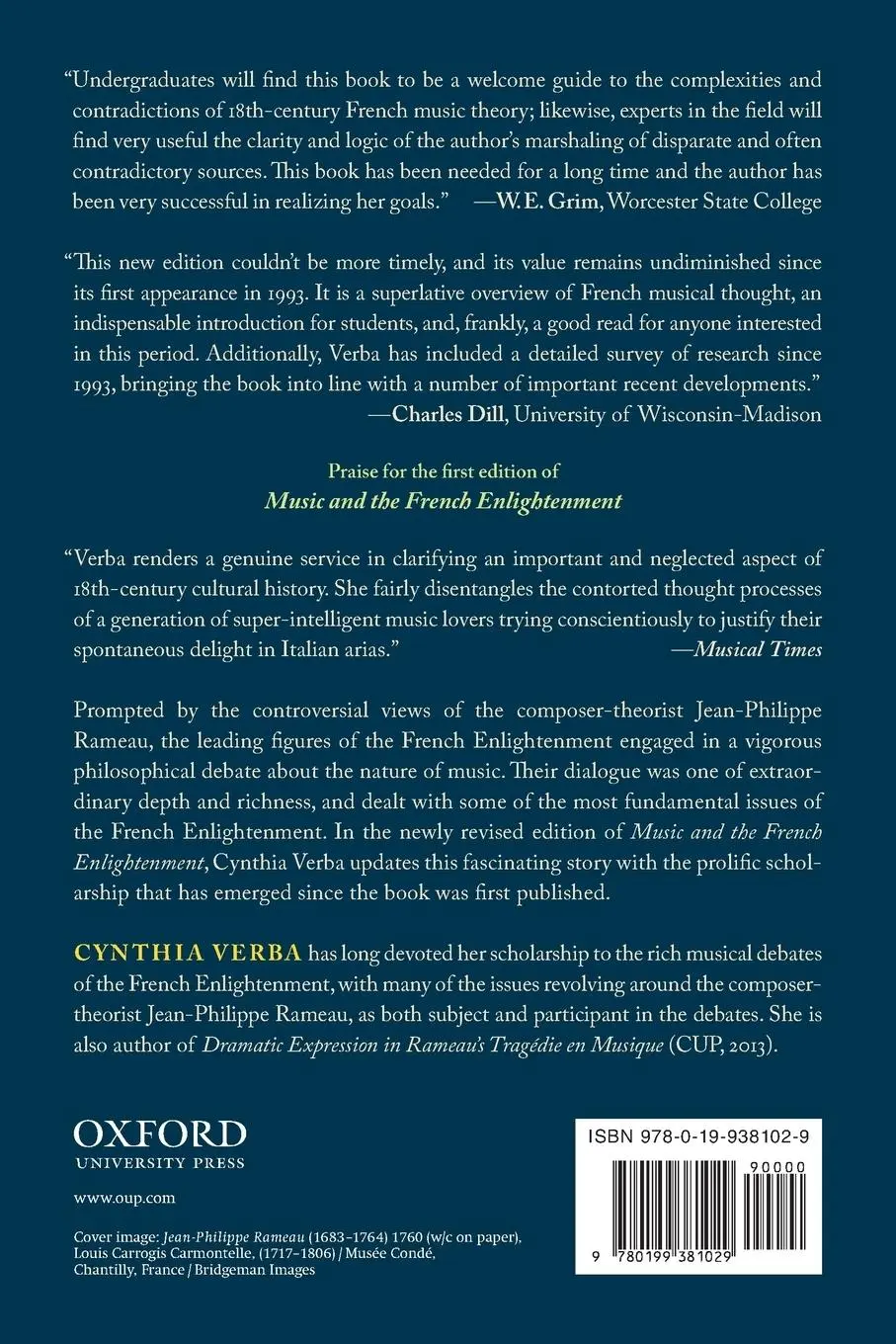 Rückseite: 9780199381029 | Music and the French Enlightenment | Cynthia Verba | Taschenbuch
