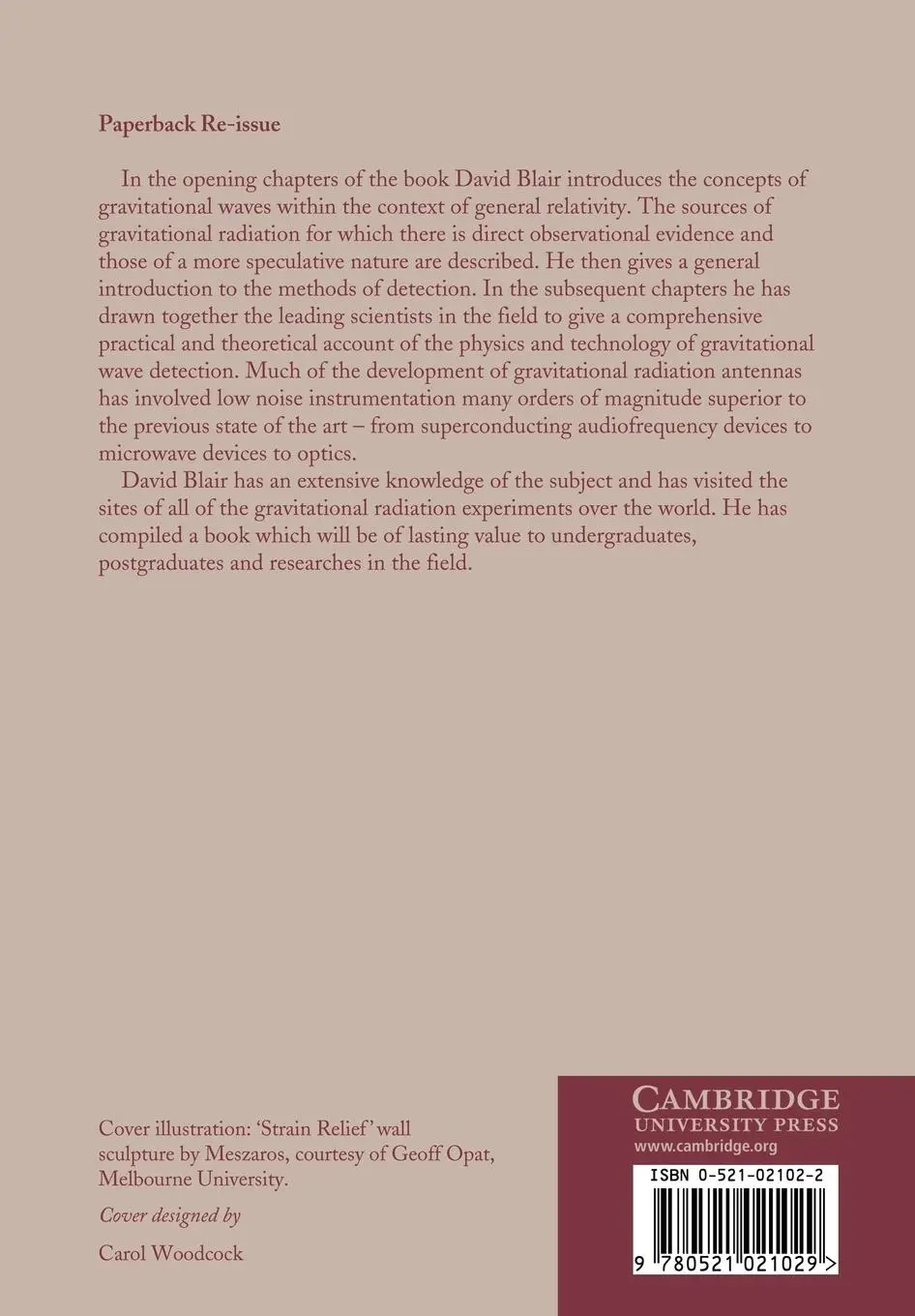Rückseite: 9780521021029 | The Detection of Gravitational Waves | David G. Blair | Taschenbuch