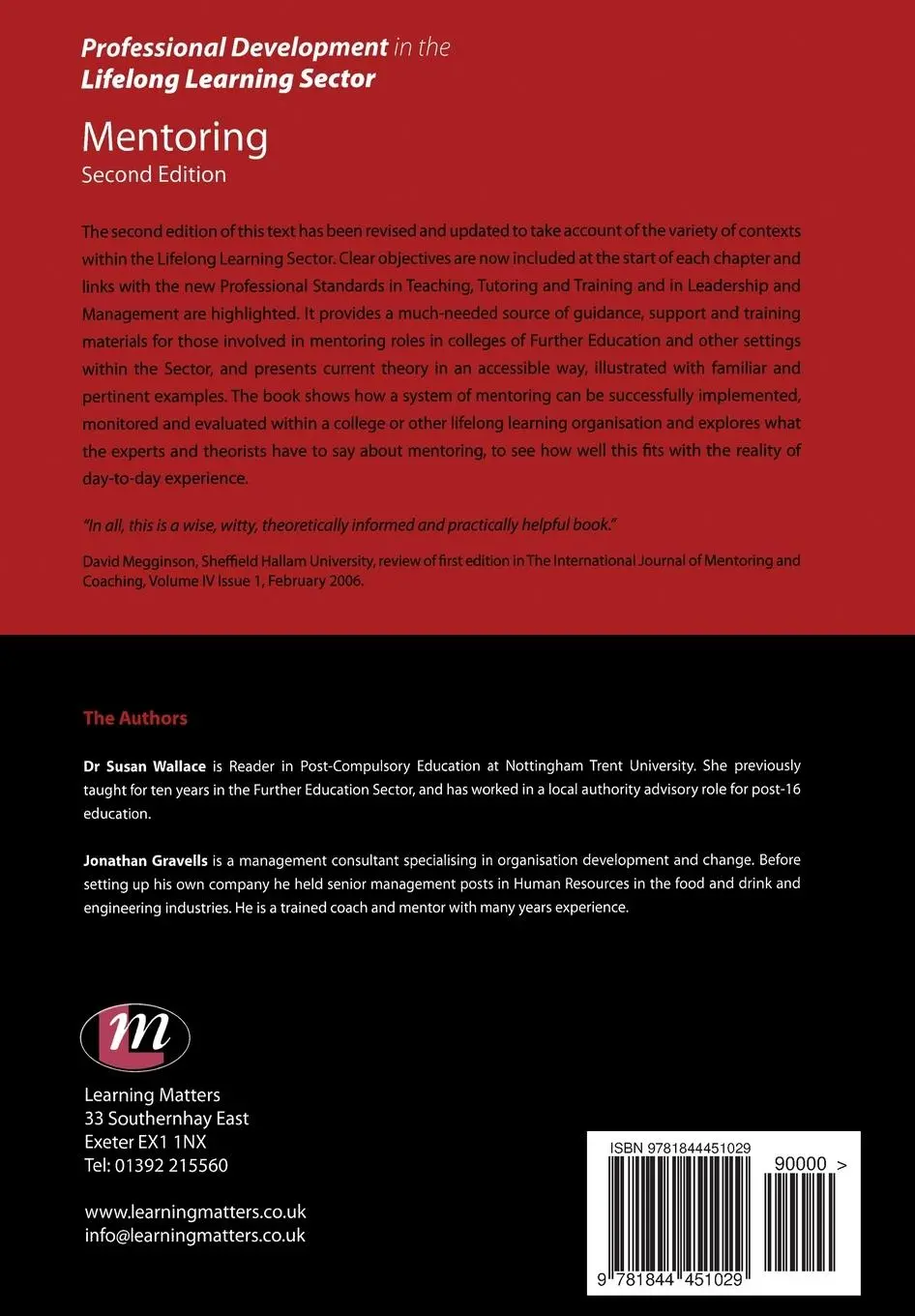 Rückseite: 9781844451029 | Mentoring in the Lifelong Learning Sector | Jonathan Gravells (u. a.)