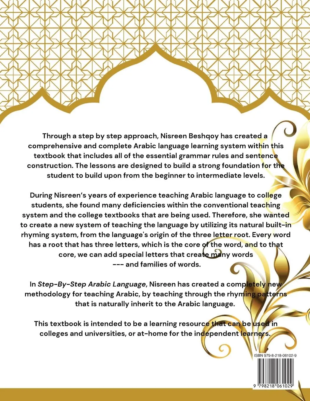 Rückseite: 9798218061029 | Step-By-Step Arabic Language | Nisreen Beshqoy | Taschenbuch | 2023