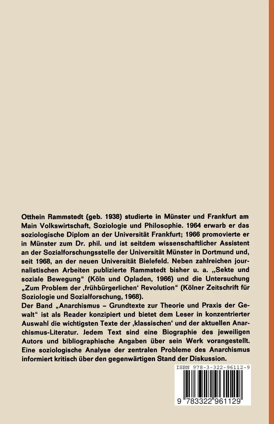 Rückseite: 9783322961129 | Anarchismus | Grundtexte zur Theorie und Praxis der Gewalt | Rammstedt