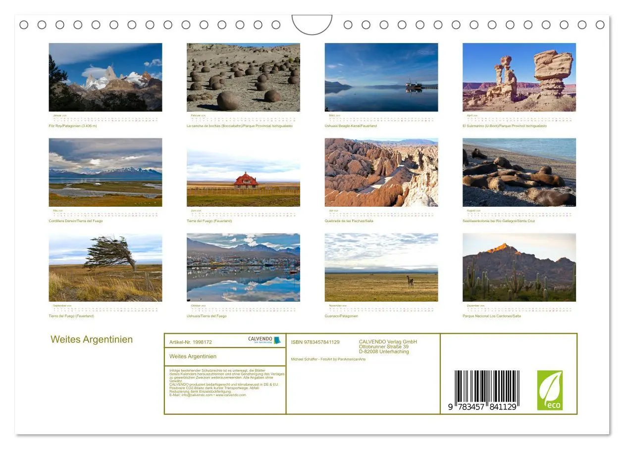 Bild: 9783457841129 | Weites Argentinien (Wandkalender 2026 DIN A4 quer), CALVENDO...