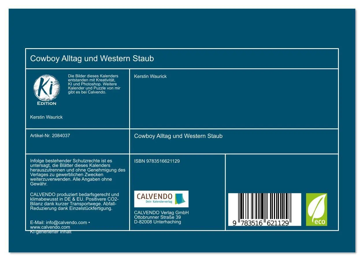 Bild: 9783516621129 | Cowboy Alltag und Western Staub (Tischkalender 2026 DIN A5 quer),...