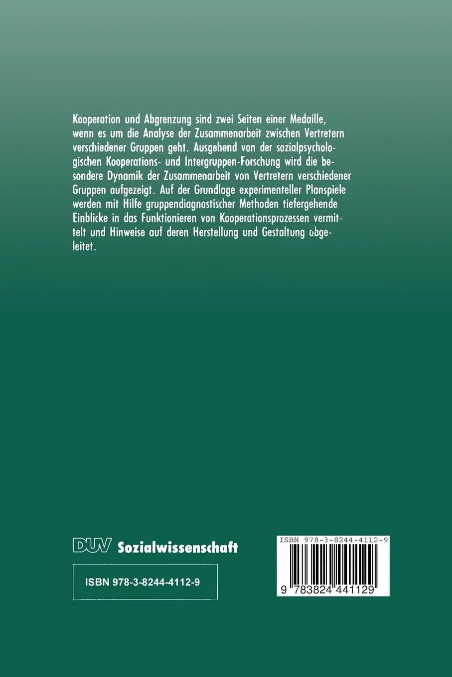 Rückseite: 9783824441129 | Kooperation und Abgrenzung | Dieter Beck | Taschenbuch | xvi | Deutsch