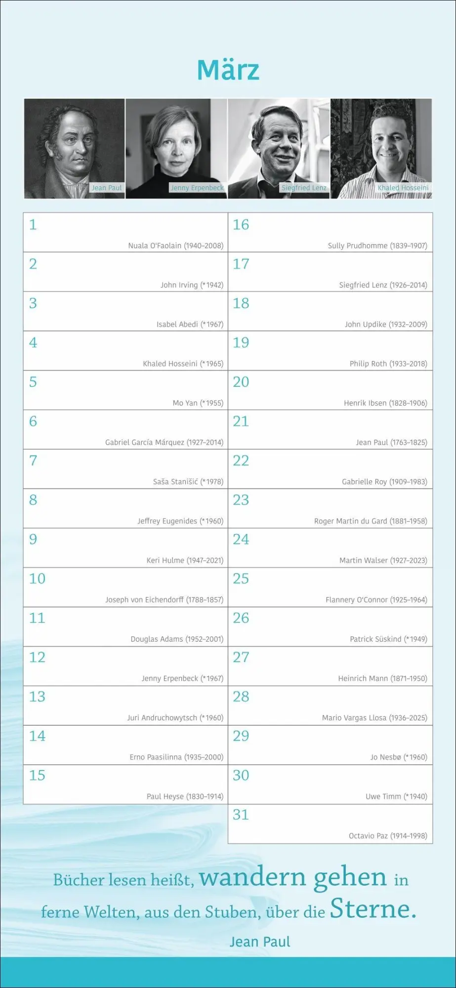 Bild: 9783840041129 | Der literarische Geburtstagskalender - Mit Geburtstagskindern und...