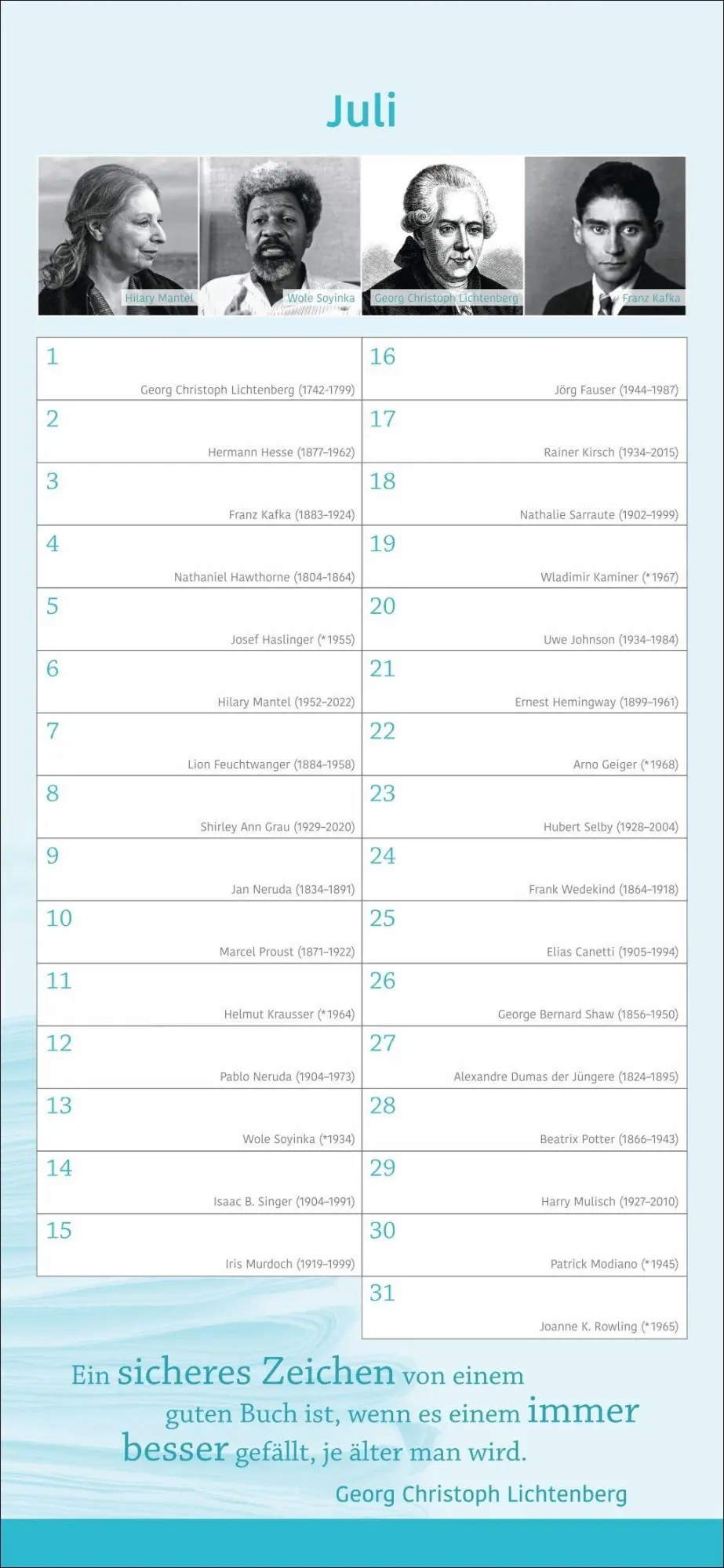 Bild: 9783840041129 | Der literarische Geburtstagskalender - Mit Geburtstagskindern und...