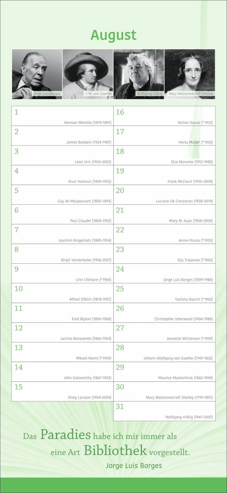 Bild: 9783840041129 | Der literarische Geburtstagskalender - Mit Geburtstagskindern und...