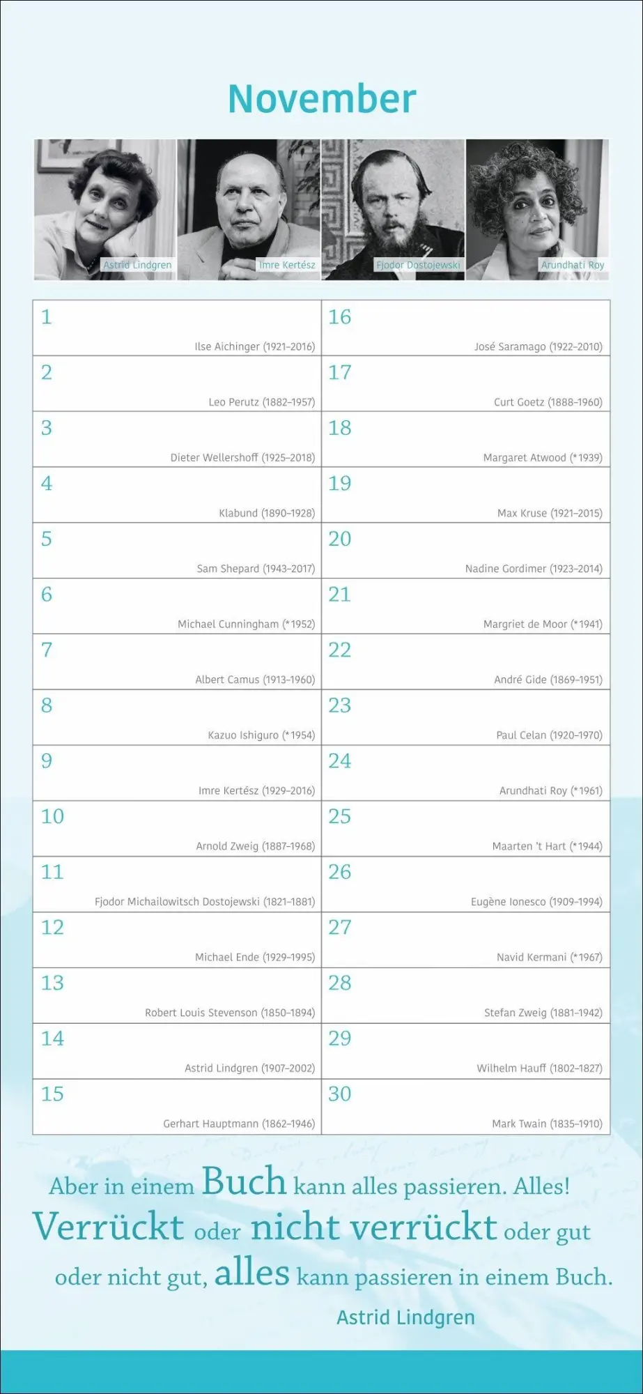 Bild: 9783840041129 | Der literarische Geburtstagskalender - Mit Geburtstagskindern und...