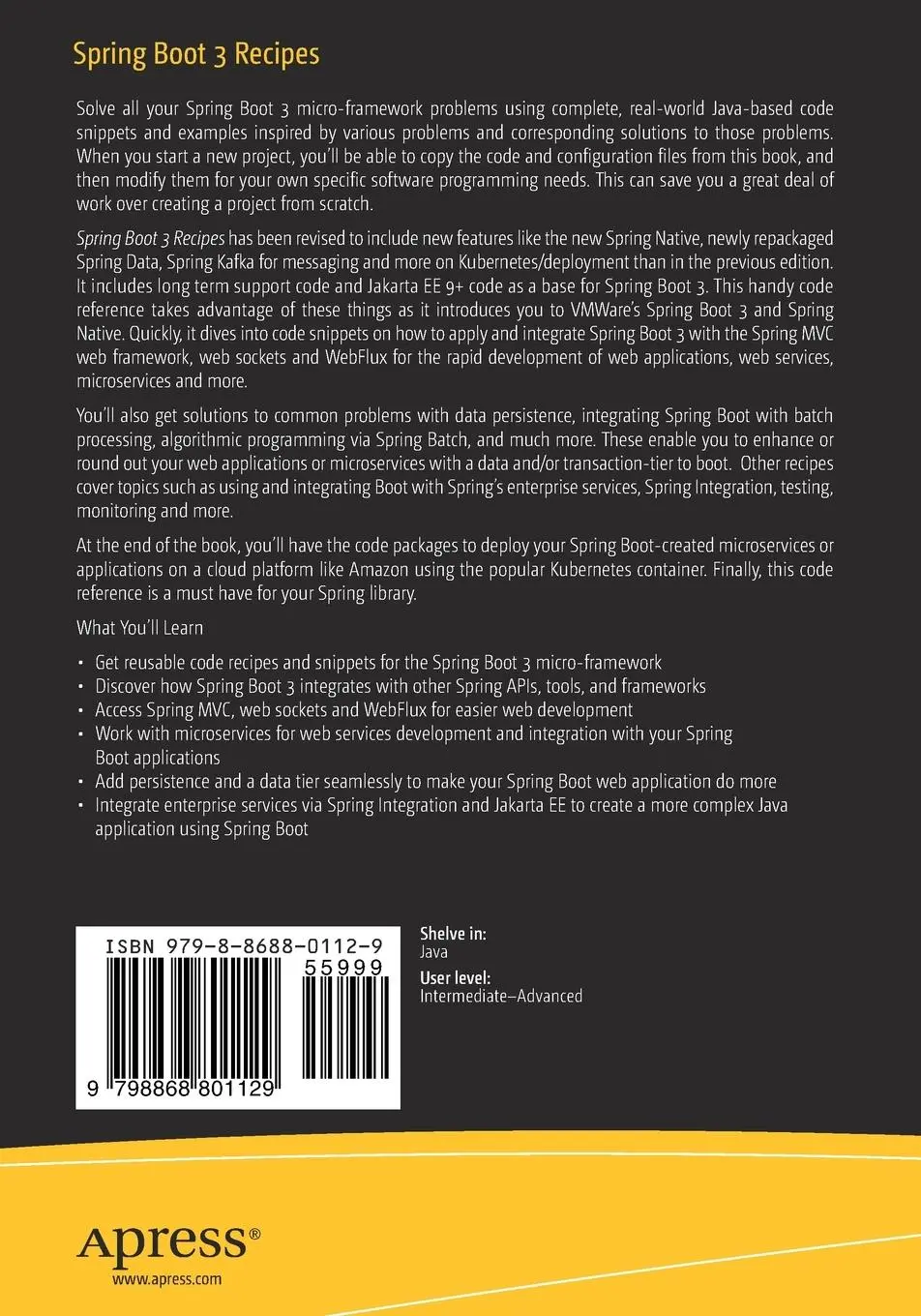 Rückseite: 9798868801129 | Spring Boot 3 Recipes | Marten Deinum | Taschenbuch | xx | Englisch