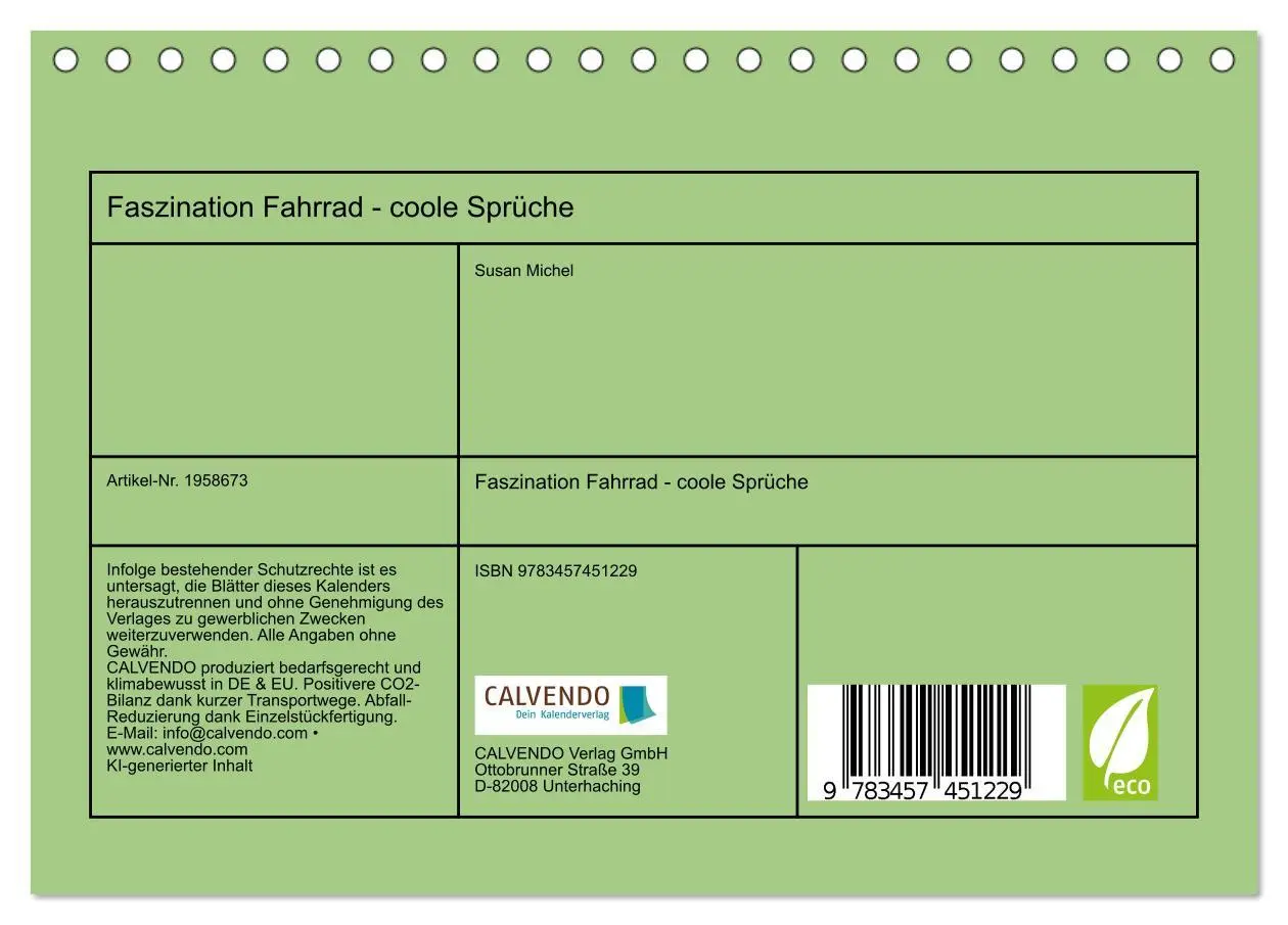 Bild: 9783457451229 | Faszination Fahrrad - coole Sprüche (Tischkalender 2026 DIN A5...