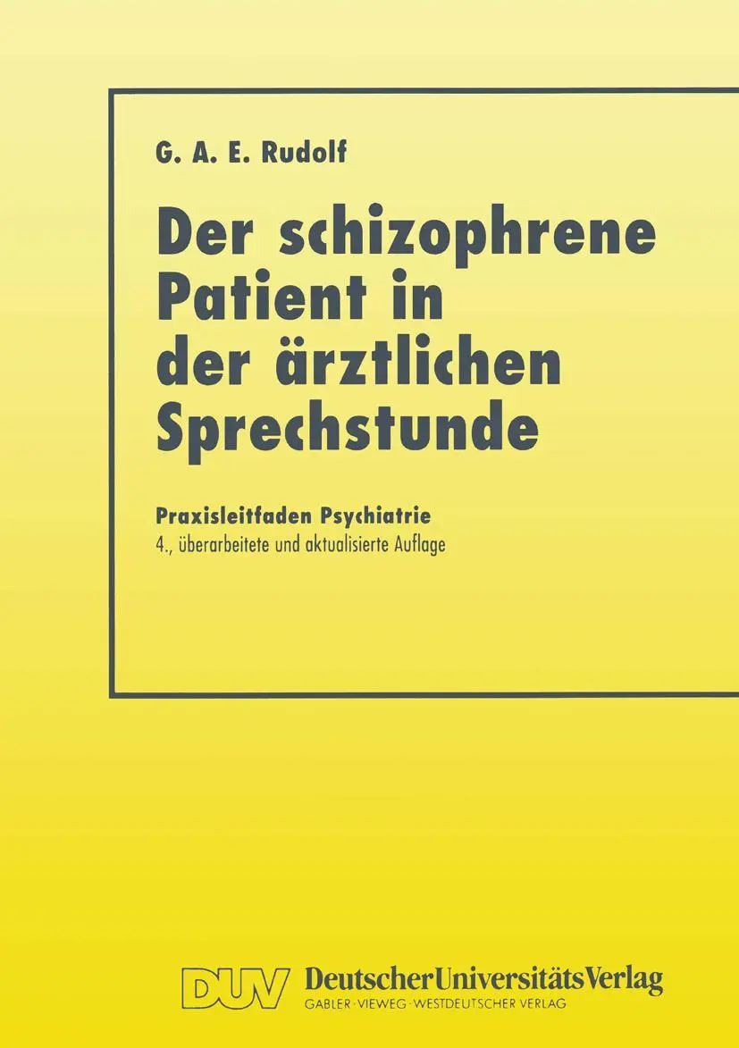 Cover: 9783824421329 | Der Schizophrene Patient in der Ärztlichen Sprechstunde | Rudolf | xii