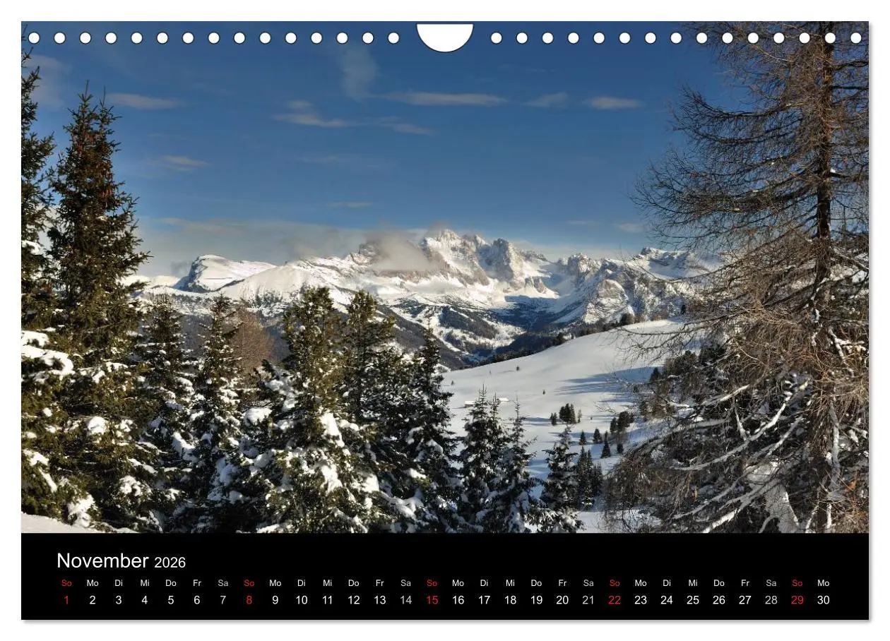 Bild: 9783516141429 | Die Seiser Alm im Winter (Wandkalender 2026 DIN A4 quer), CALVENDO...