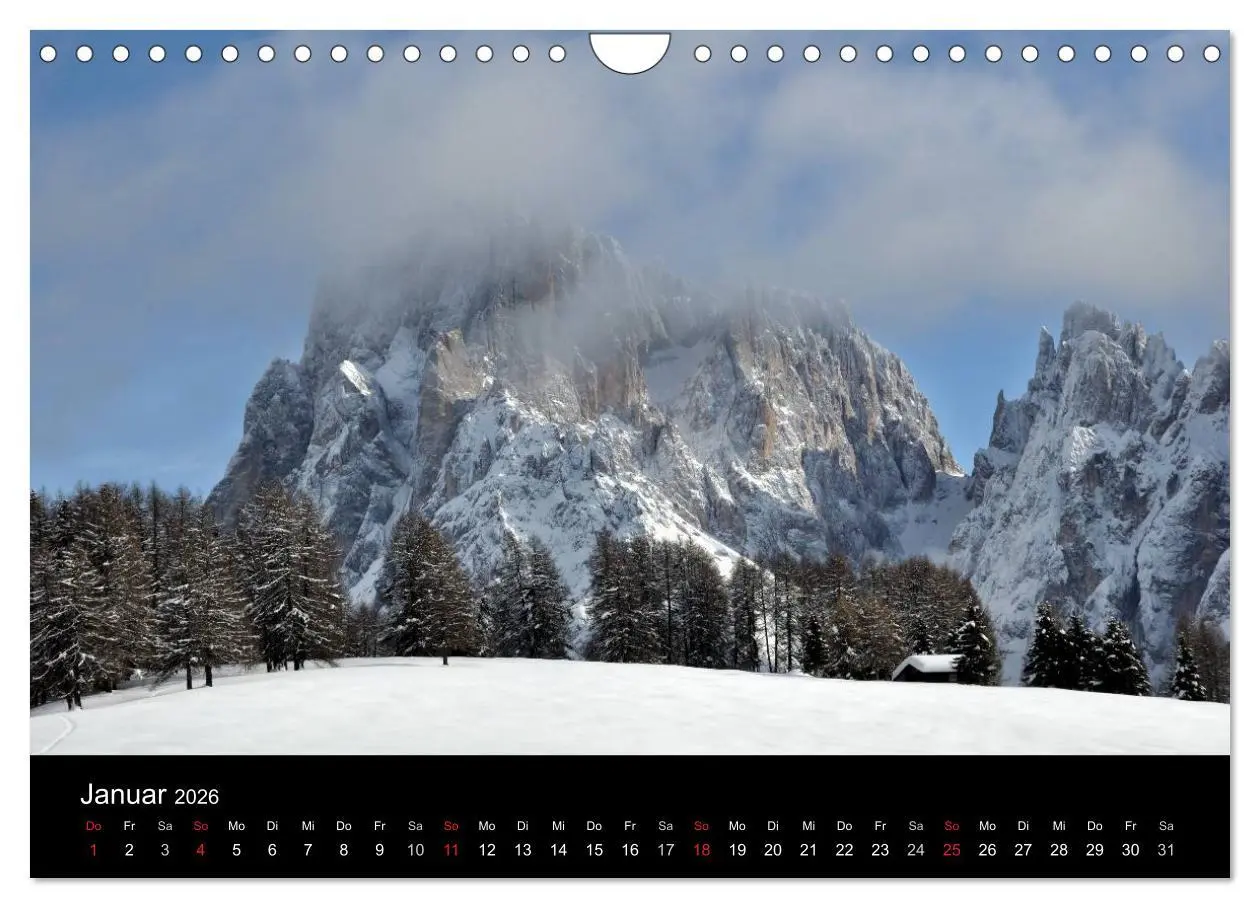 Bild: 9783516141429 | Die Seiser Alm im Winter (Wandkalender 2026 DIN A4 quer), CALVENDO...
