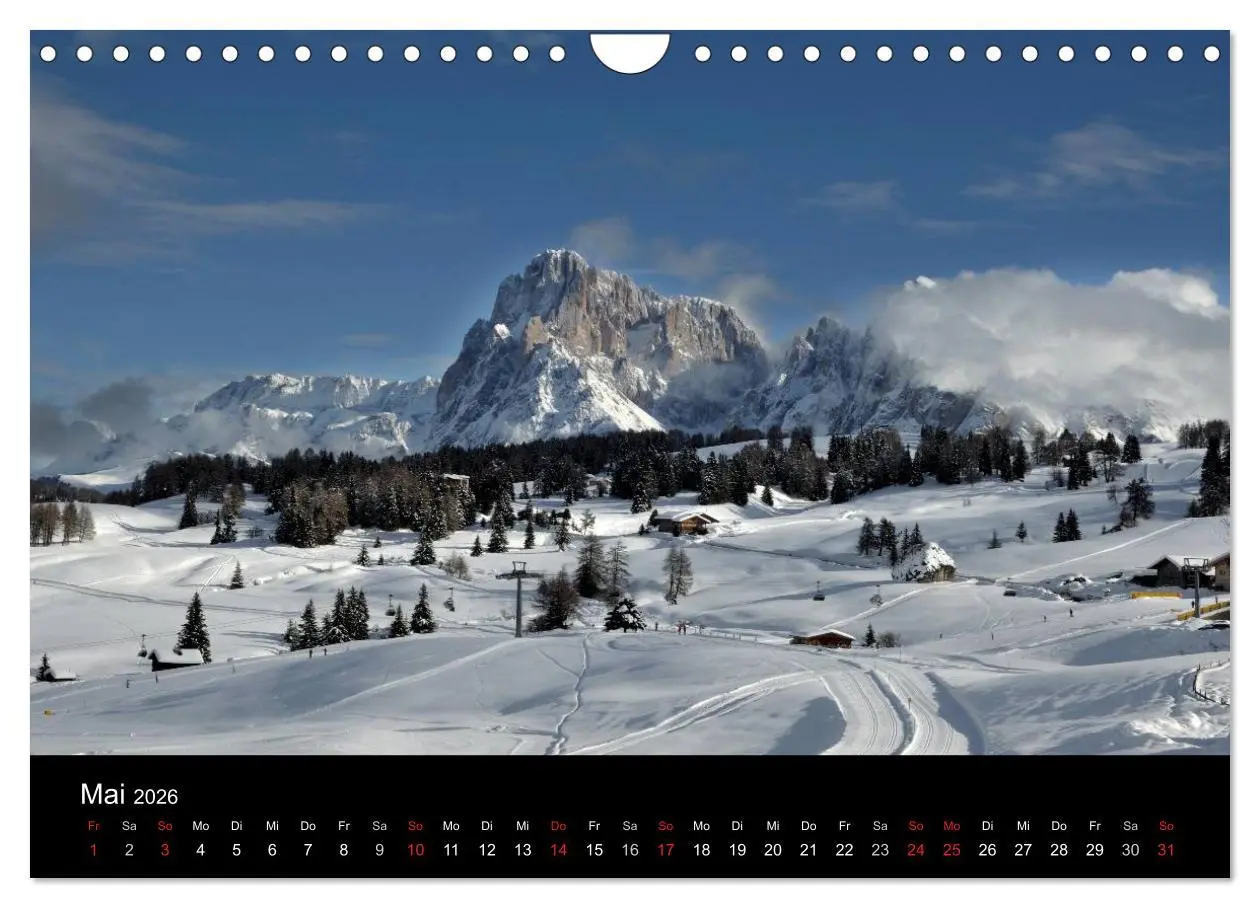 Bild: 9783516141429 | Die Seiser Alm im Winter (Wandkalender 2026 DIN A4 quer), CALVENDO...