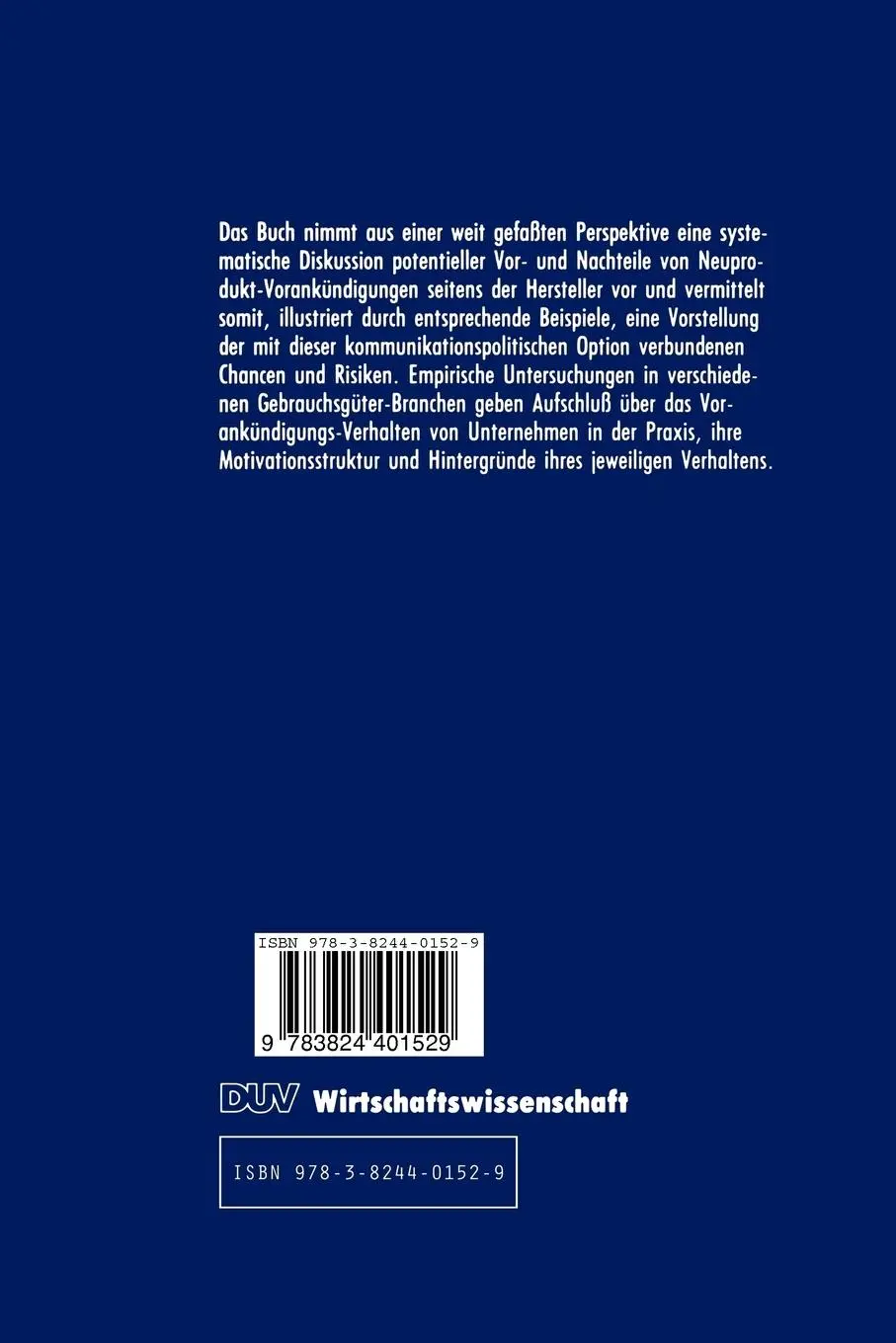 Rückseite: 9783824401529 | Vorankündigung von Neuprodukten | Ulf D. Preukschat | Taschenbuch