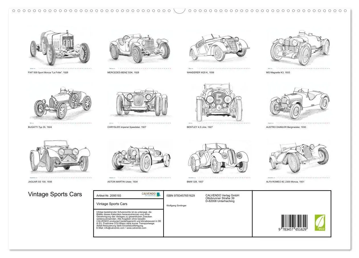 Bild: 9783457651629 | Vintage Sports Cars (hochwertiger Premium Wandkalender 2026 DIN A2...