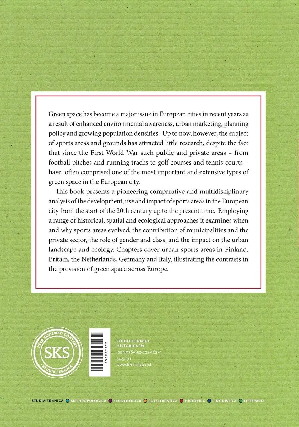 Rückseite: 9789522221629 | Sport, Recreation and Green Space in the European City | Clark (u. a.)