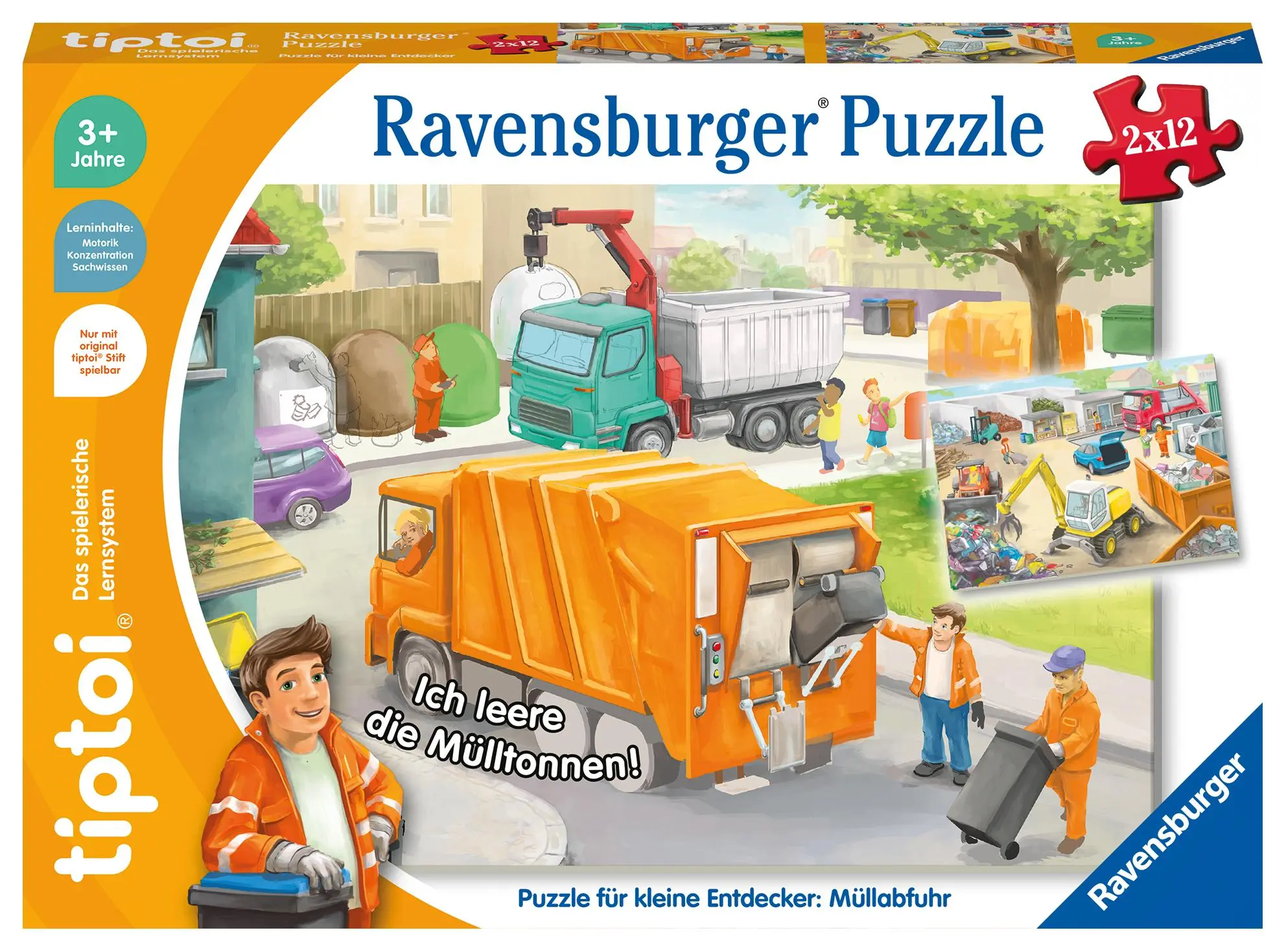Cover: 4005556001729 | tiptoi® Puzzle für kleine Entdecker: Müllabfuhr - 2x12 Teile | Spiel