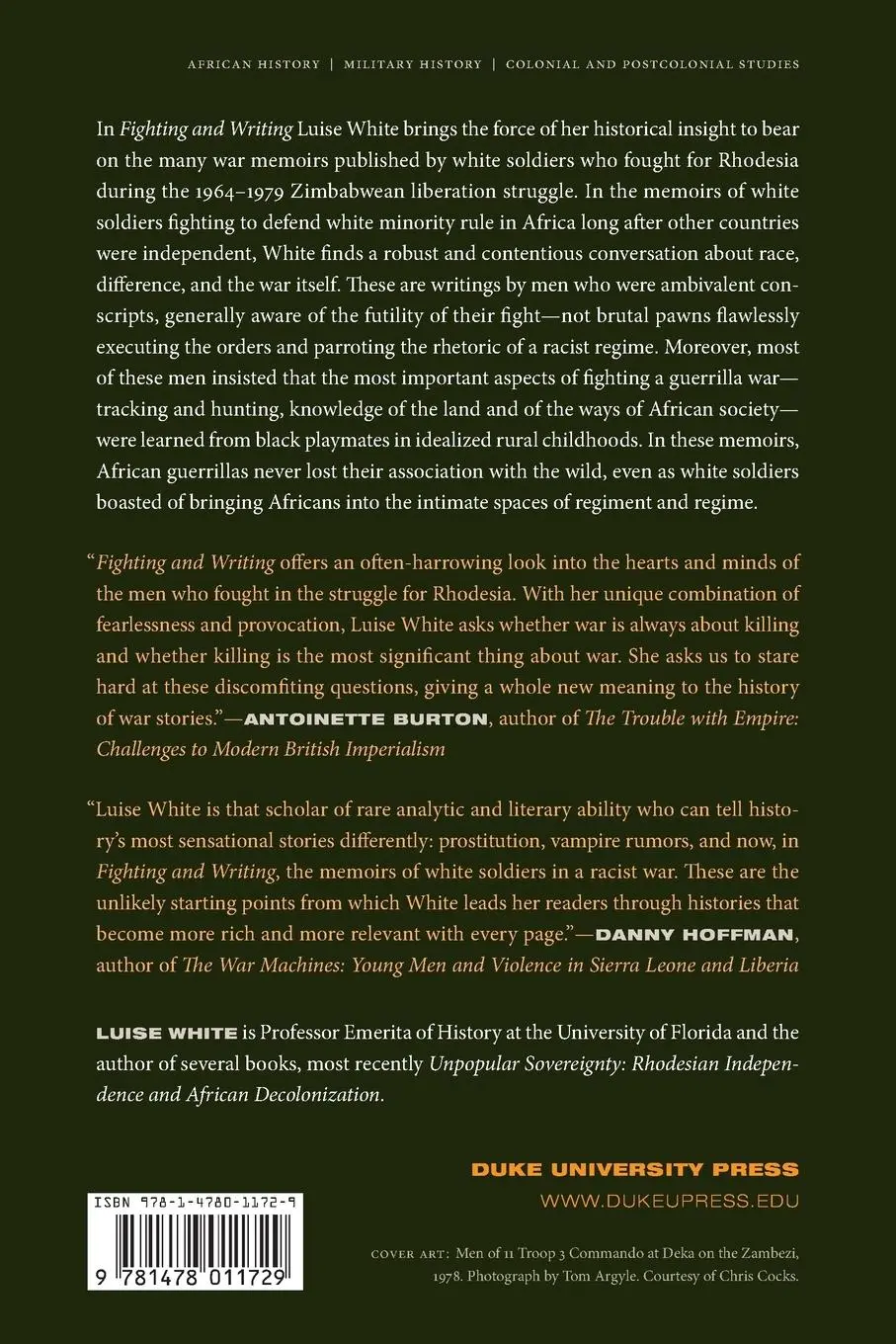 Rückseite: 9781478011729 | Fighting and Writing | The Rhodesian Army at War and Postwar | White
