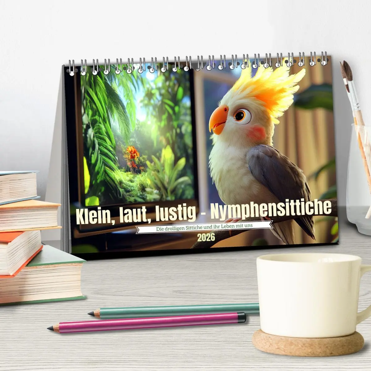Bild: 9783457261729 | Klein, laut, lustig - Nymphensittiche (Tischkalender 2026 DIN A5...