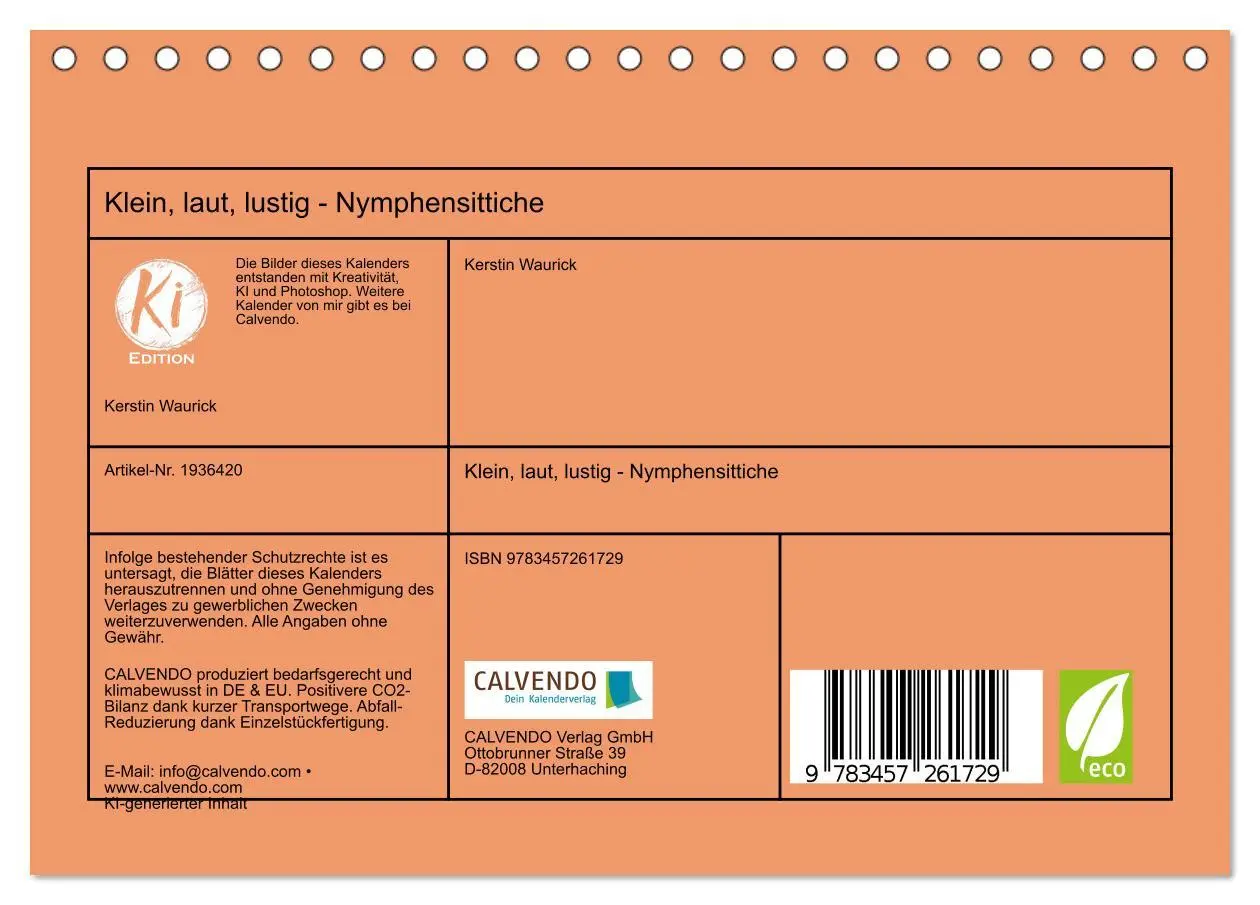 Bild: 9783457261729 | Klein, laut, lustig - Nymphensittiche (Tischkalender 2026 DIN A5...