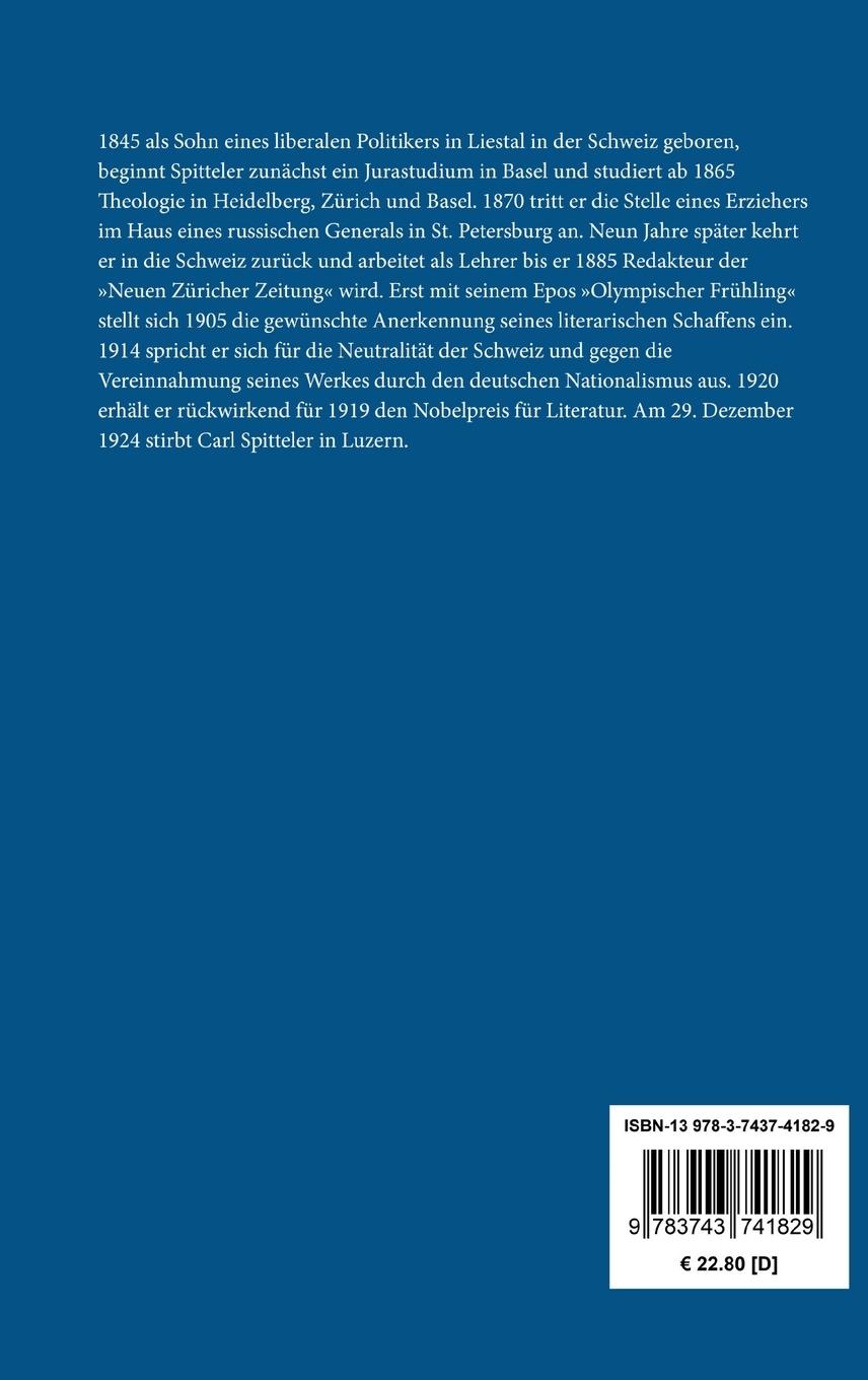 Rückseite: 9783743741829 | Prometheus und Epimetheus | Ein Gleichnis | Carl Spitteler | Buch