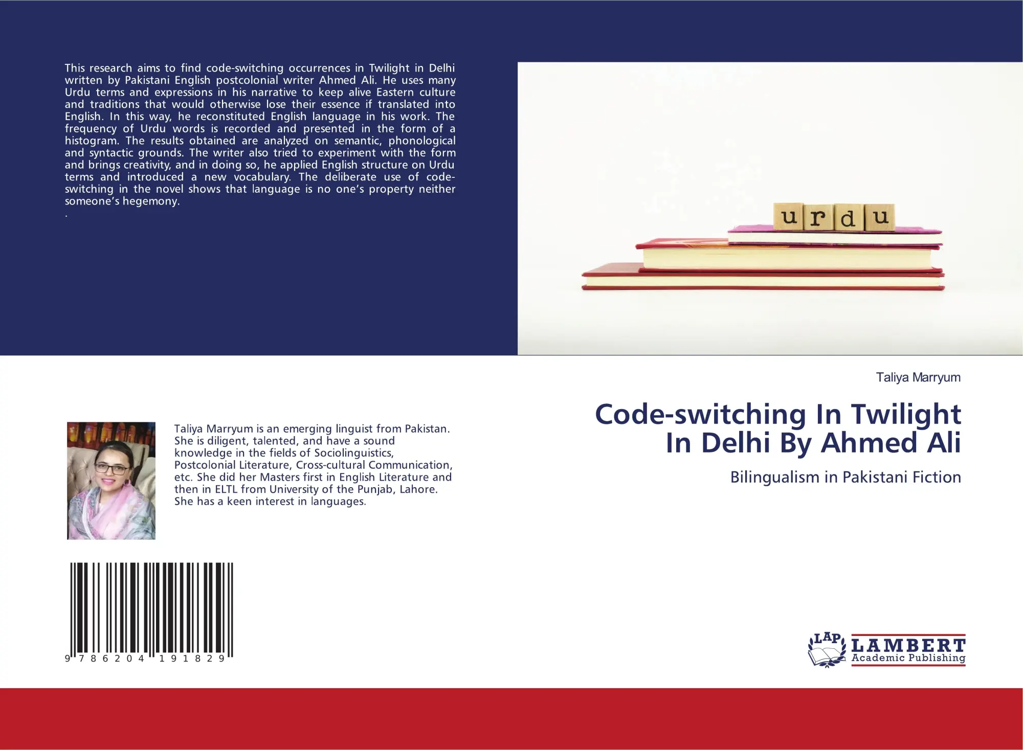 Cover: 9786204191829 | Code-switching In Twilight In Delhi By Ahmed Ali | Taliya Marryum