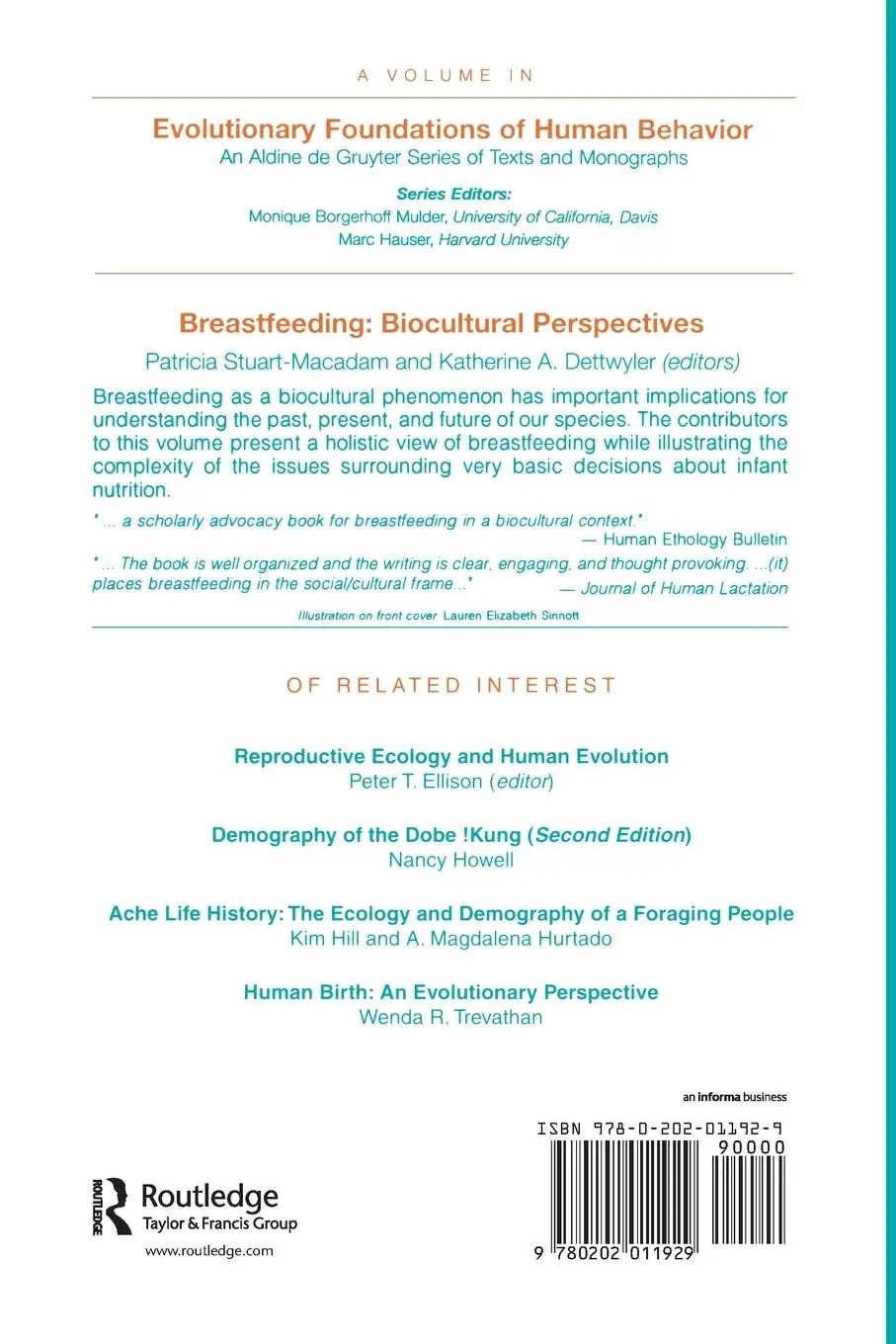 Rückseite: 9780202011929 | Breastfeeding | Biocultural Perspectives | Patricia Stuart-Macadam