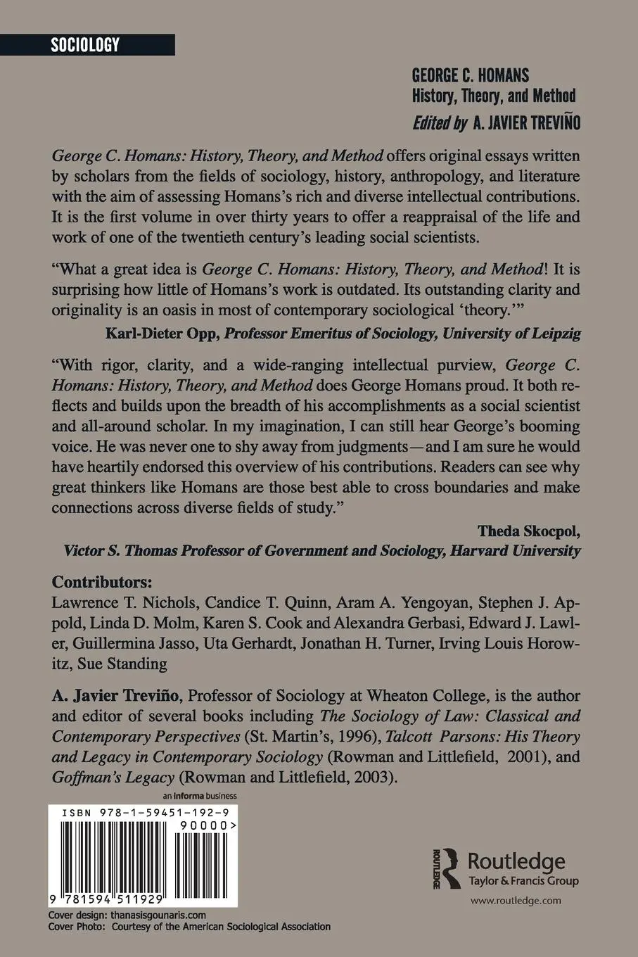Rückseite: 9781594511929 | George C. Homans | History, Theory, and Method | Treviqo (u. a.)