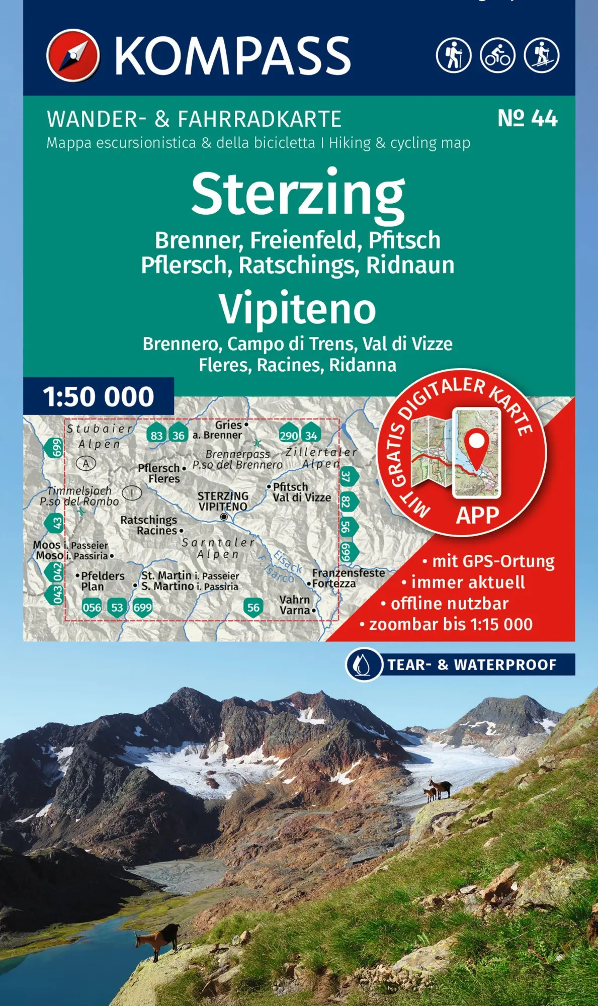 Cover: 9783991541929 | KOMPASS Wanderkarte 44 Sterzing / Vipiteno 1:50.000 | (Land-)Karte