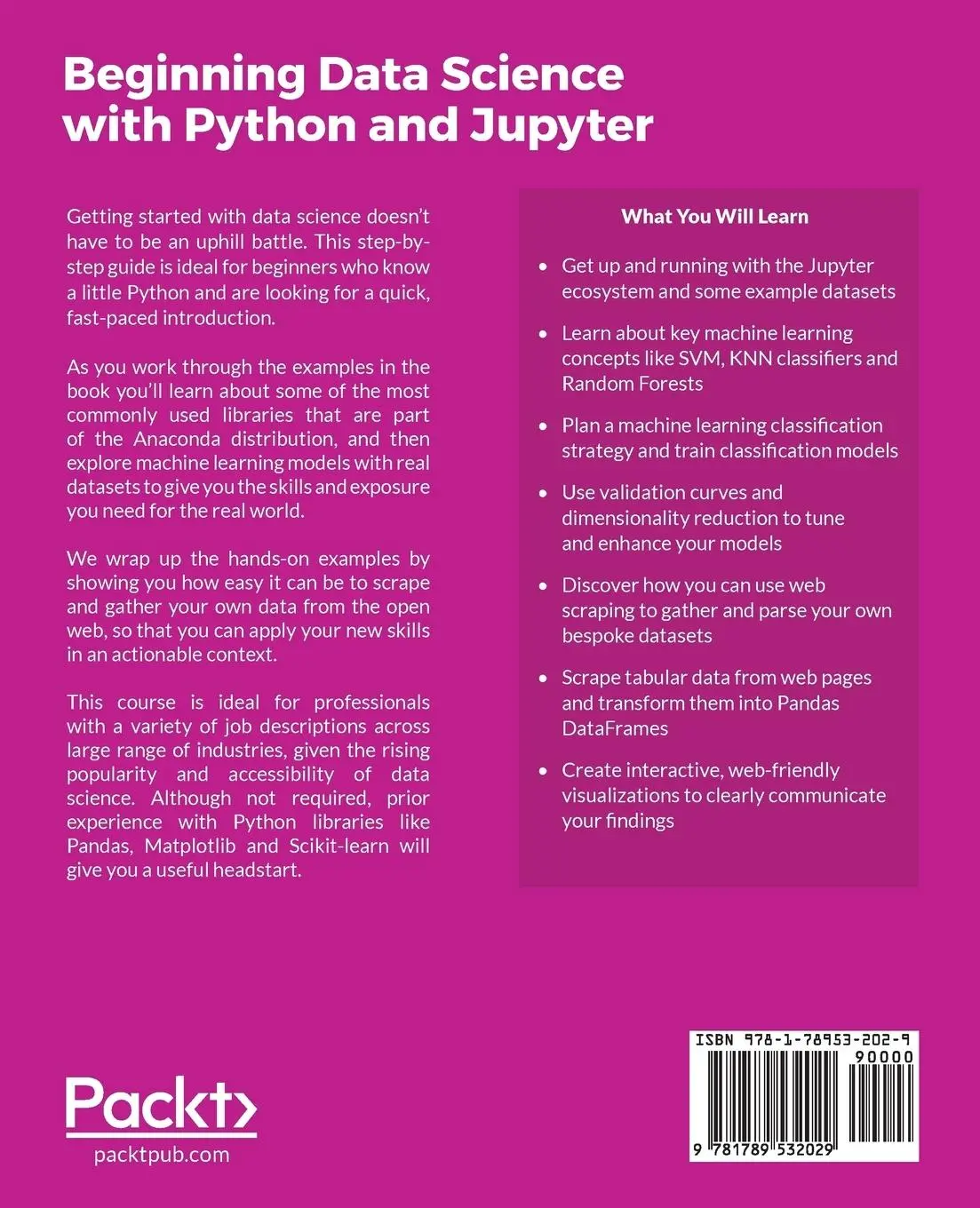 Rückseite: 9781789532029 | Beginning Data Analysis with Python And Jupyter | Alex Galea | Buch