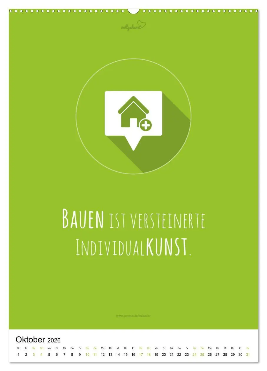 Bild: 9783516392029 | vollgeherzt: Der besondere Kalender für Bauherren mit motivierenden...