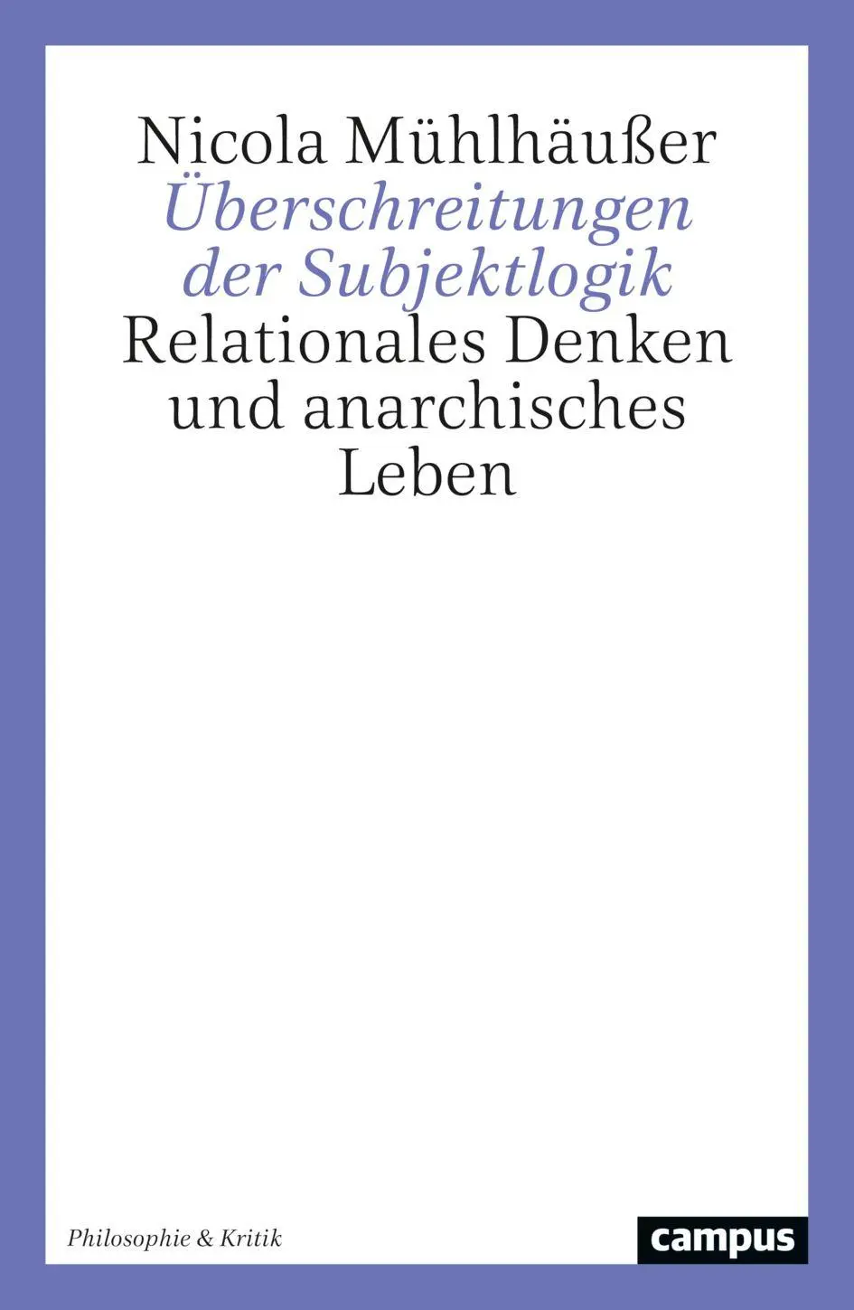 Cover: 9783593522029 | Überschreitungen der Subjektlogik | Nicola Mühlhäußer | Taschenbuch