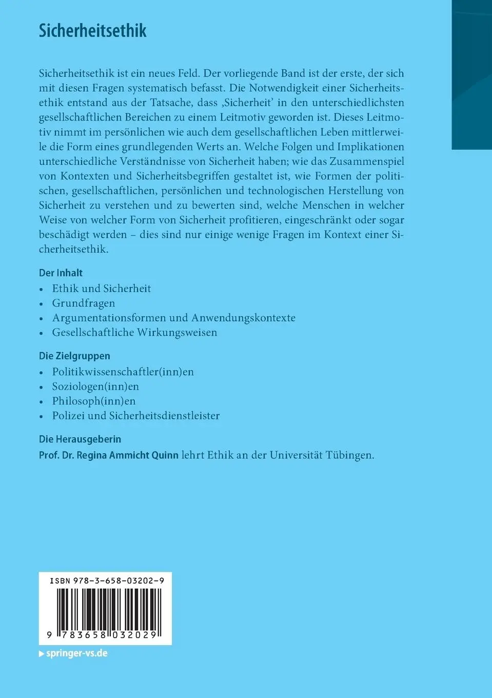 Rückseite: 9783658032029 | Sicherheitsethik | Regina Ammicht Quinn | Taschenbuch | Paperback