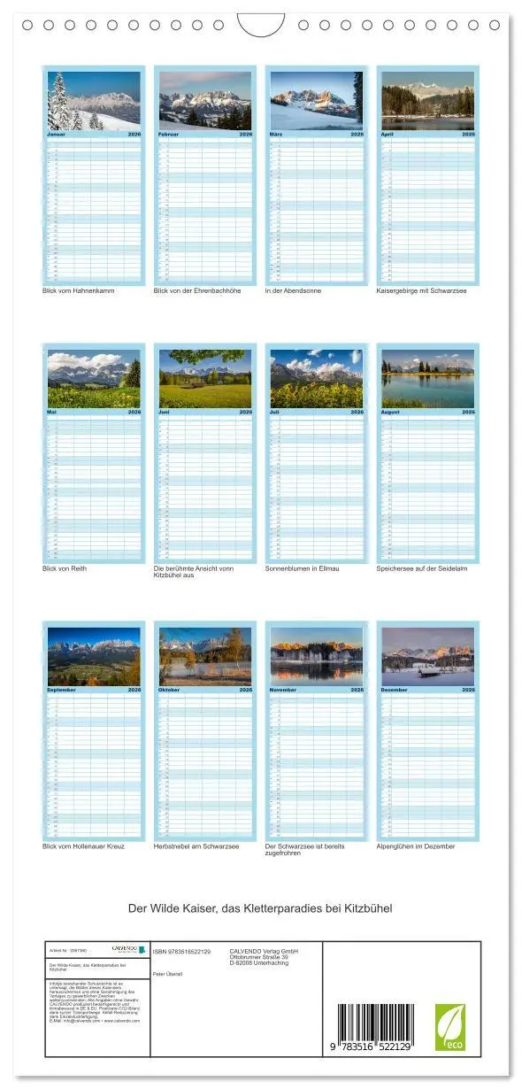 Bild: 9783516522129 | Familienplaner 2026 - Der Wilde Kaiser, das Kletterparadies bei...