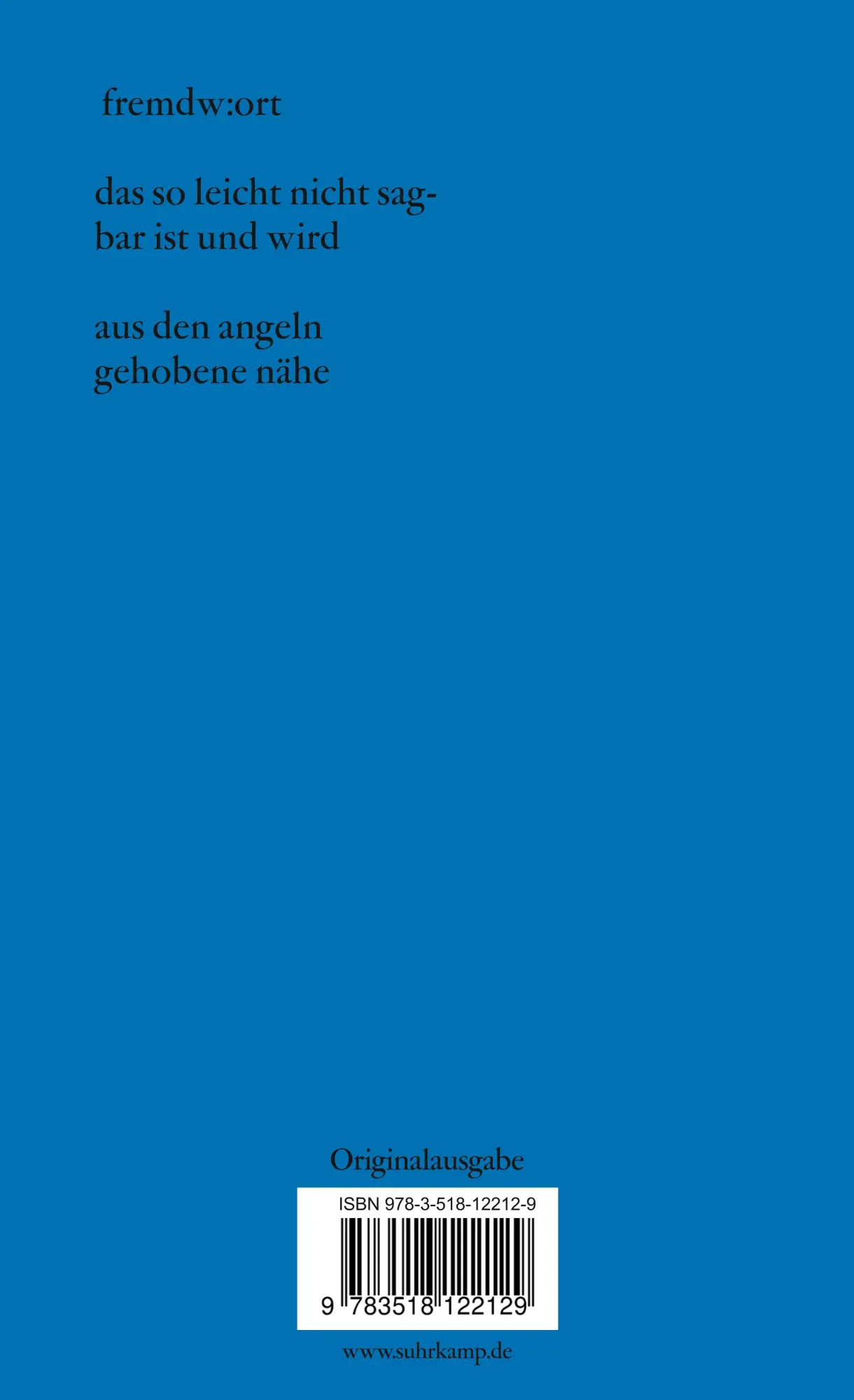 Rückseite: 9783518122129 | fernlautmetz | Gedichte | José F. A. Oliver | Taschenbuch | 128 S.