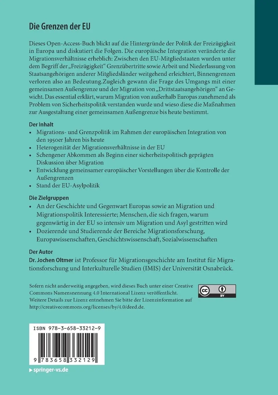 Rückseite: 9783658332129 | Die Grenzen der EU | Jochen Oltmer | Taschenbuch | vii | Deutsch