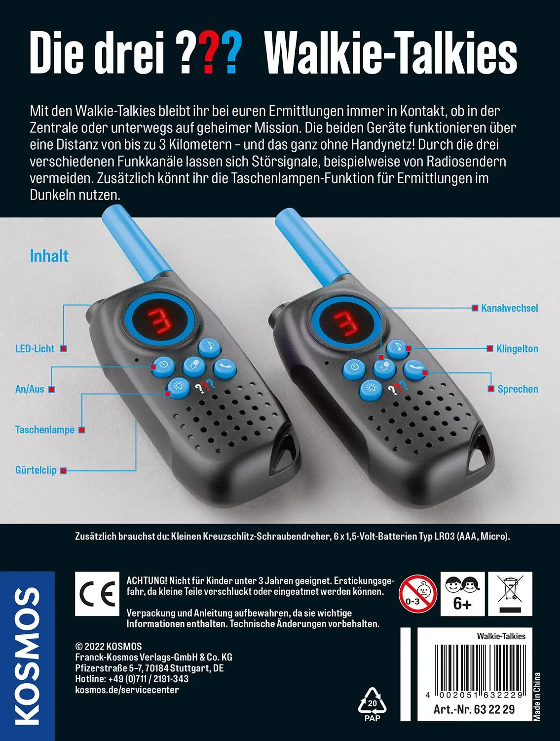 Rückseite: 4002051632229 | Die drei ??? - Walkie-Talkies (drei Fragezeichen) | Detektiv-Set