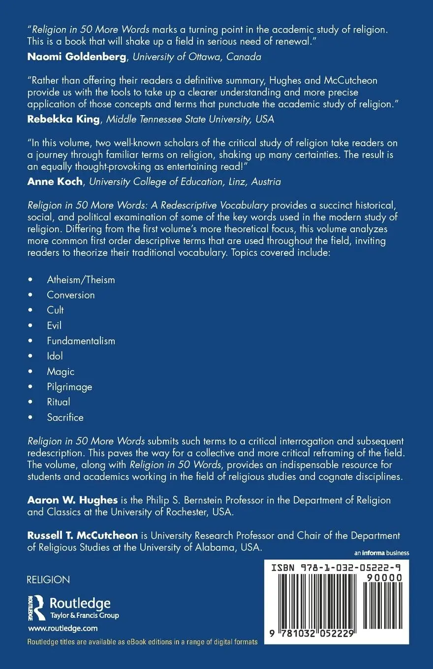 Rückseite: 9781032052229 | Religion in 50 More Words | A Redescriptive Vocabulary | Taschenbuch