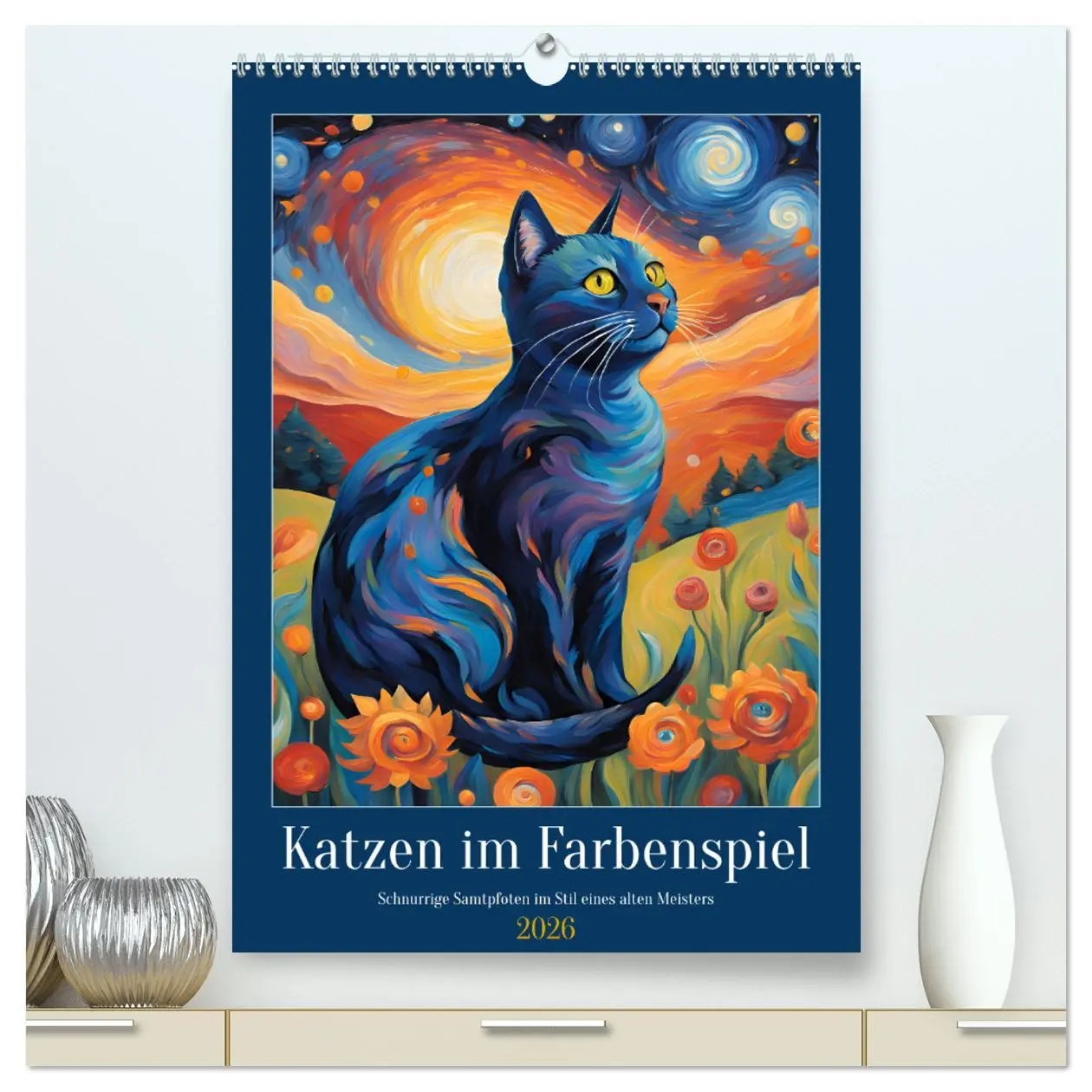 Cover: 9783457282229 | Katzen im Farbenspiel (hochwertiger Premium Wandkalender 2026 DIN...