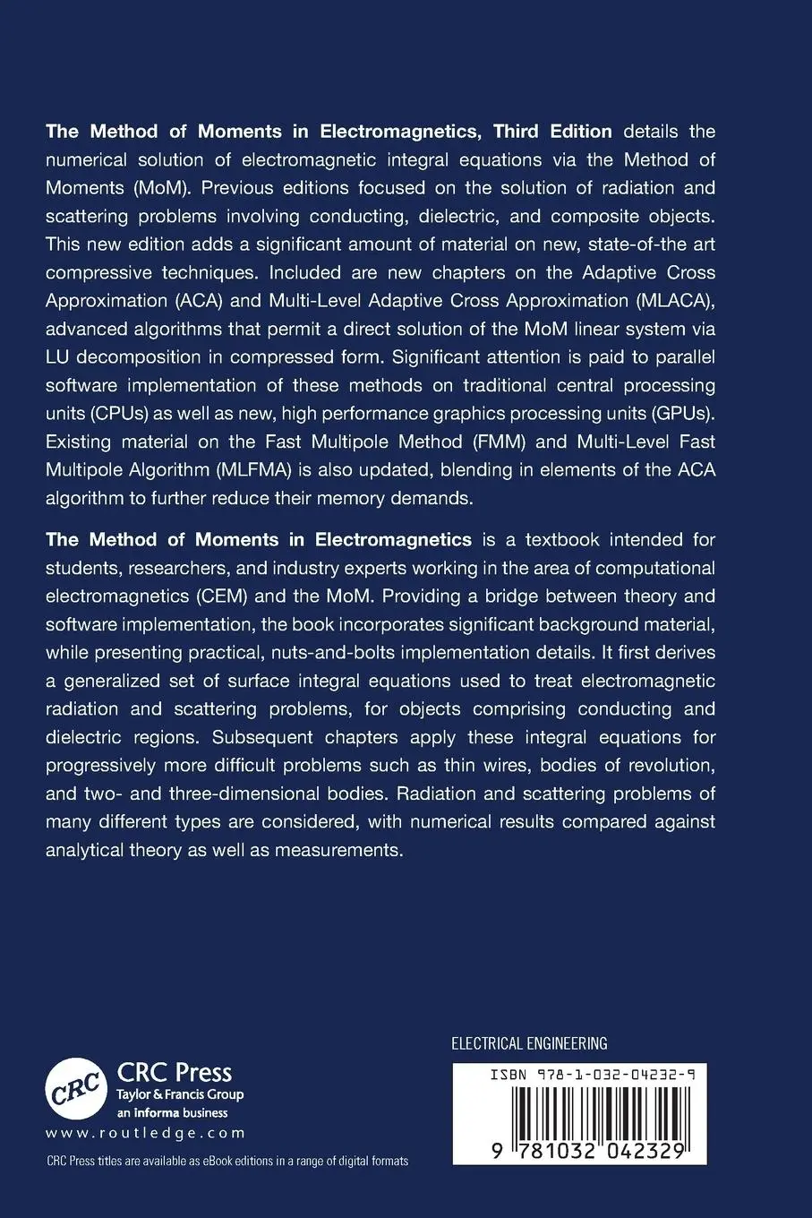 Rückseite: 9781032042329 | The Method of Moments in Electromagnetics | Walton C. Gibson | Buch