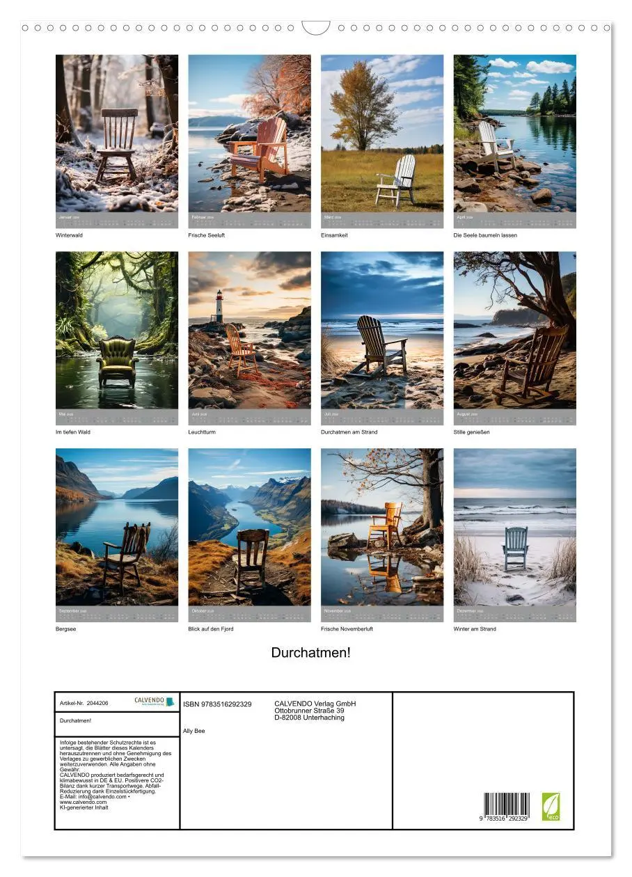 Bild: 9783516292329 | Durchatmen! (Wandkalender 2026 DIN A2 hoch), CALVENDO Monatskalender