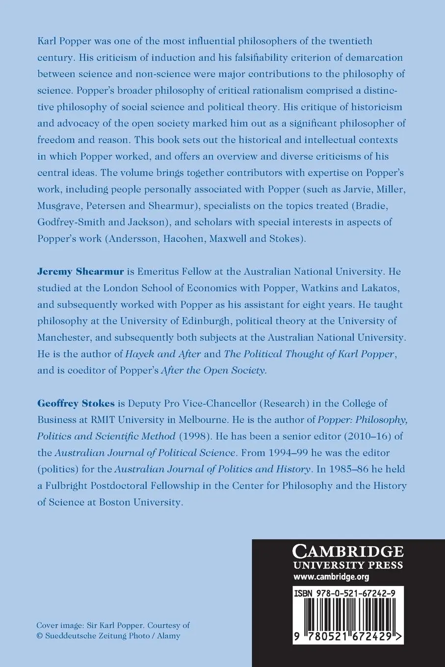 Rückseite: 9780521672429 | The Cambridge Companion to Popper | Jeremy Shearmur (u. a.) | Buch