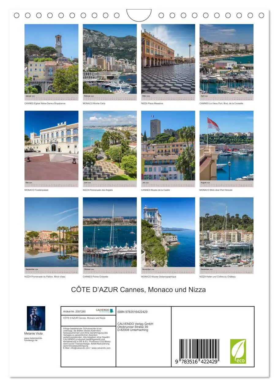 Bild: 9783516422429 | CÔTE D'AZUR Cannes, Monaco und Nizza (Wandkalender 2026 DIN A4...