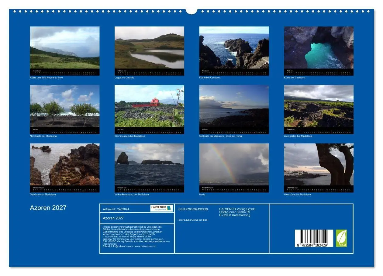 Bild: 9783594192429 | Azoren 2027 (hochwertiger Premium Wandkalender 2027 DIN A2 quer),...