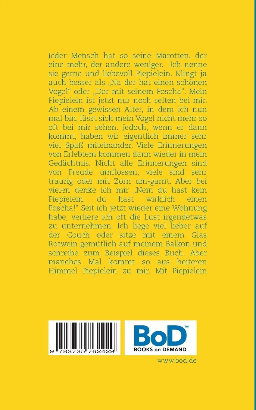 Rückseite: 9783735762429 | Piepielein und Ich! | Gerhard Ruhs | Taschenbuch | 152 S. | Deutsch