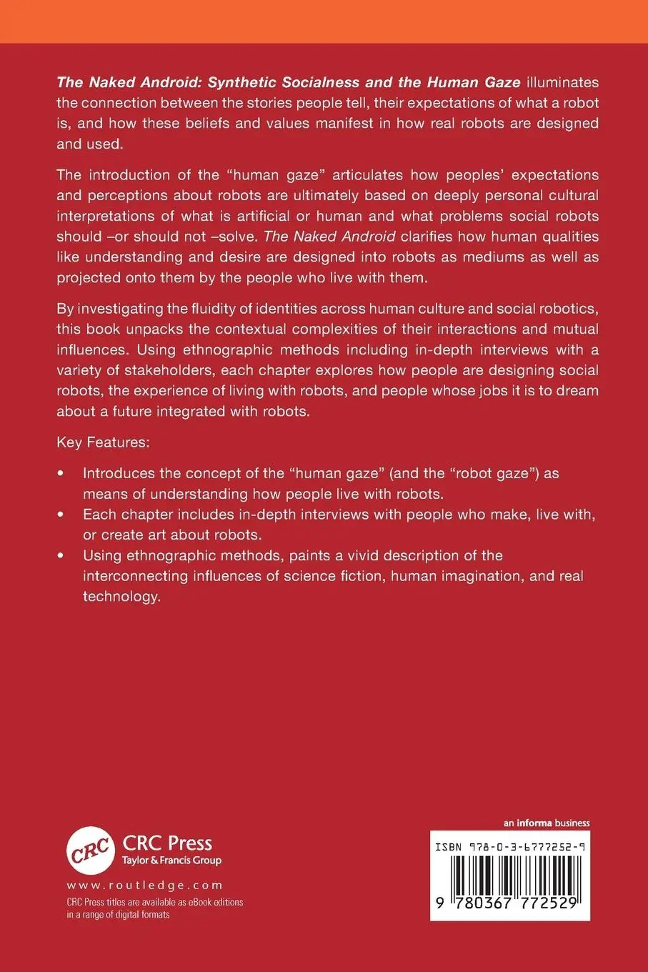 Rückseite: 9780367772529 | The Naked Android | Synthetic socialness and the human gaze | Buch