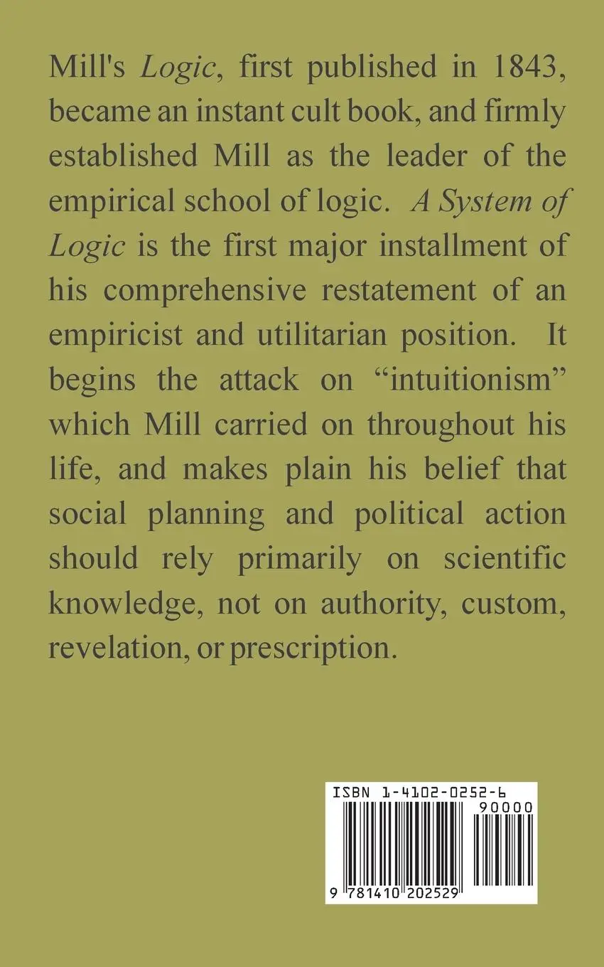 Rückseite: 9781410202529 | A System of Logic | Ratiocinative and Inductive | John Stuart Mill